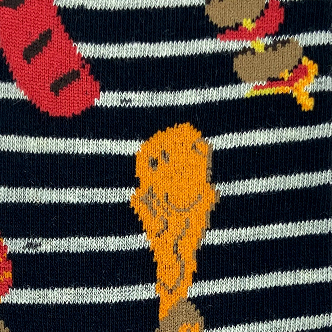 Black BBQ Grill Barbeque Themed Sausage Patty Print Novelty Crew Socks
