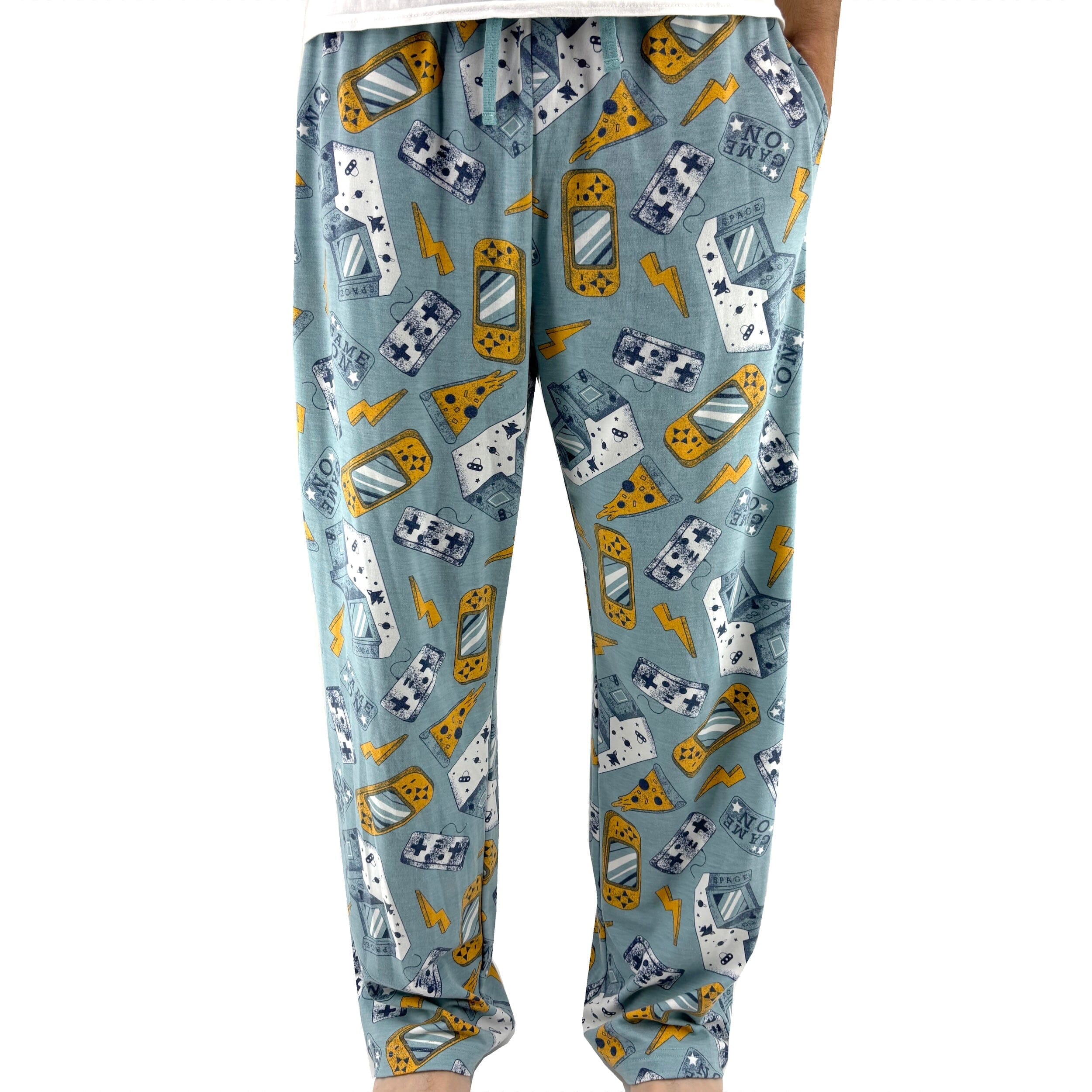 Men's Nostalgic Arcade Coin-Op Retro Gameboy Print Pajama Pant Bottoms