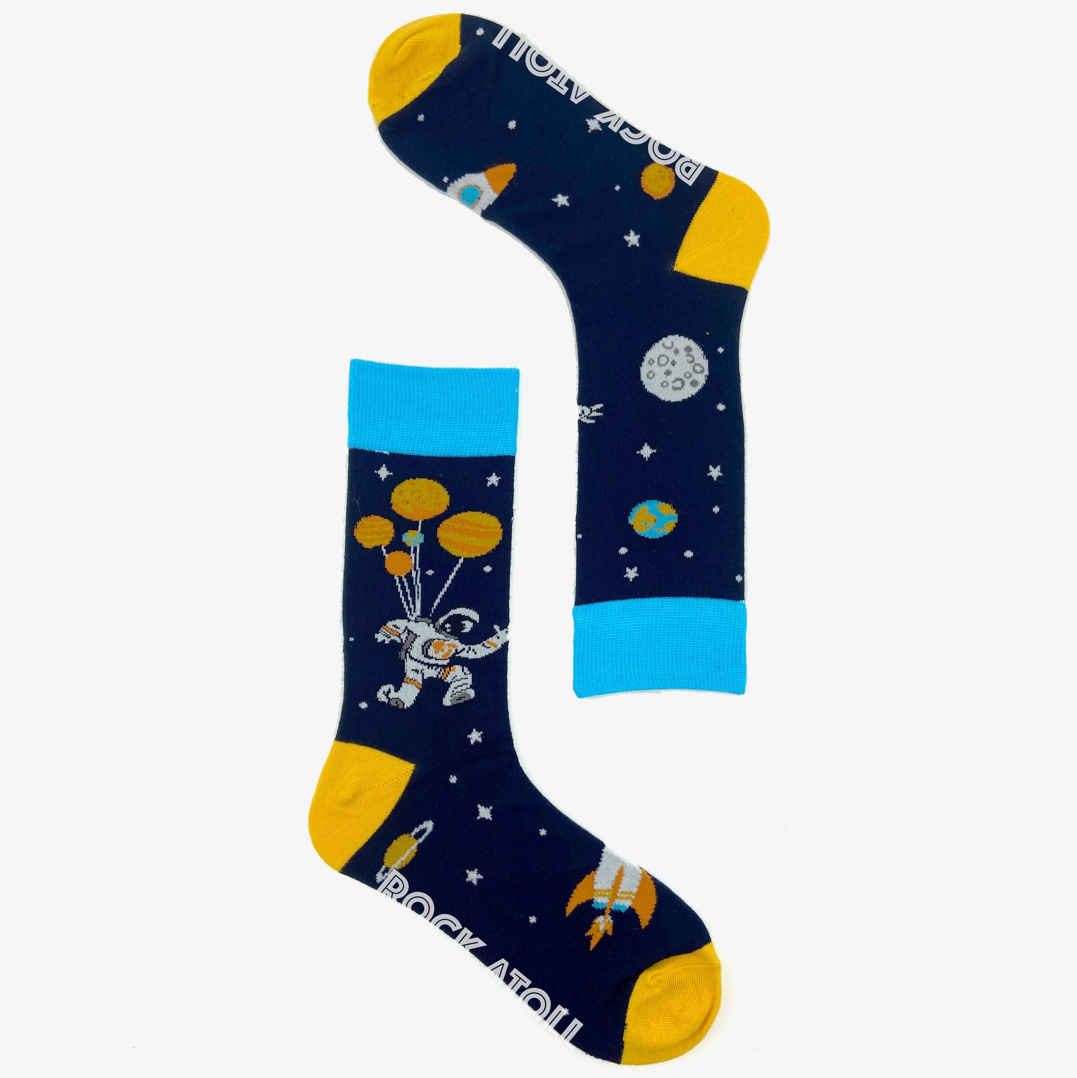 Space Travel Inspired Astronaut Floating in Deep Space Novelty Socks