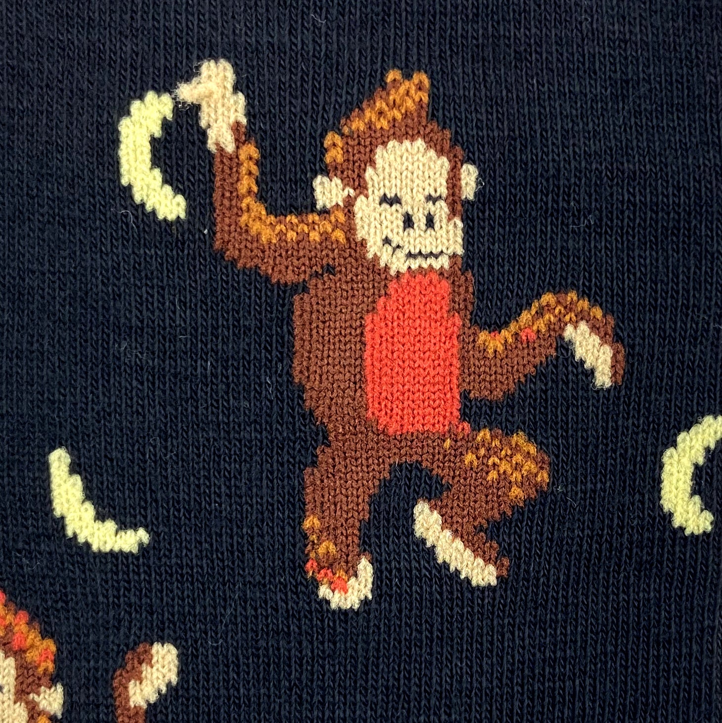 Unisex Chimpanzee Monkey and Bananas Patterned Novelty Crew Socks