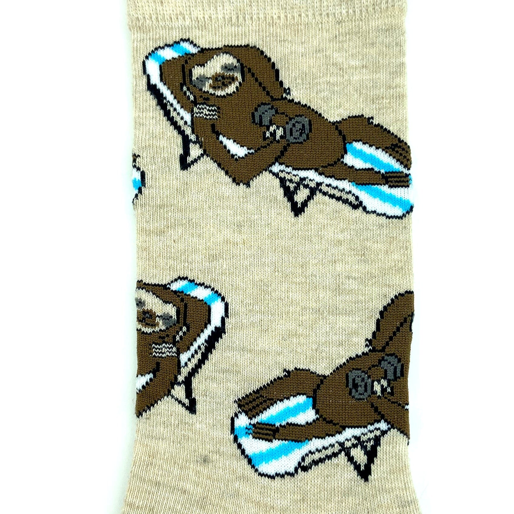 Fun Unisex Sloths Lounging on Beach Chairs Patterned Novelty Socks