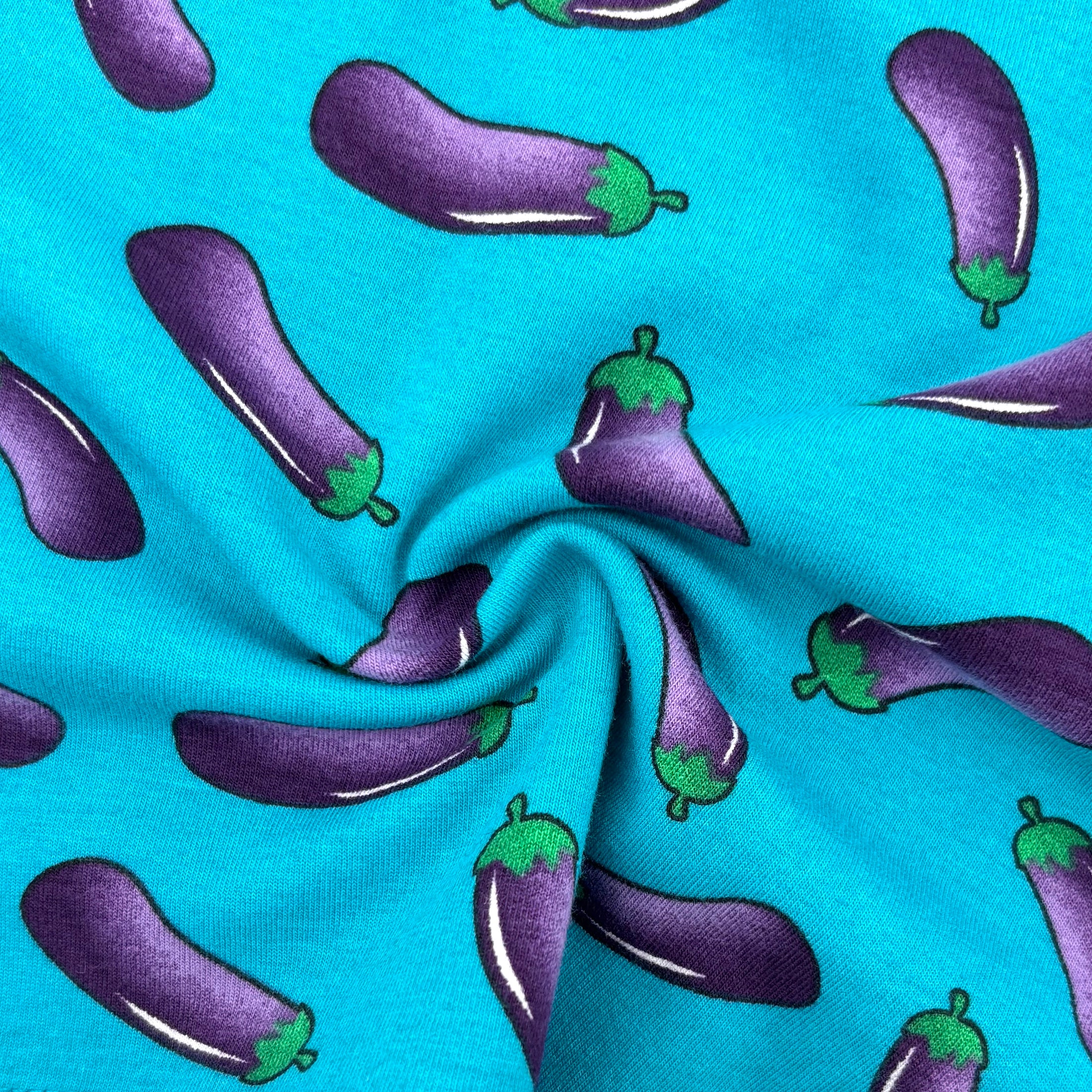 Men's Funny Novelty Print Eggplant Aubergine Patterned Pajama Shorts
