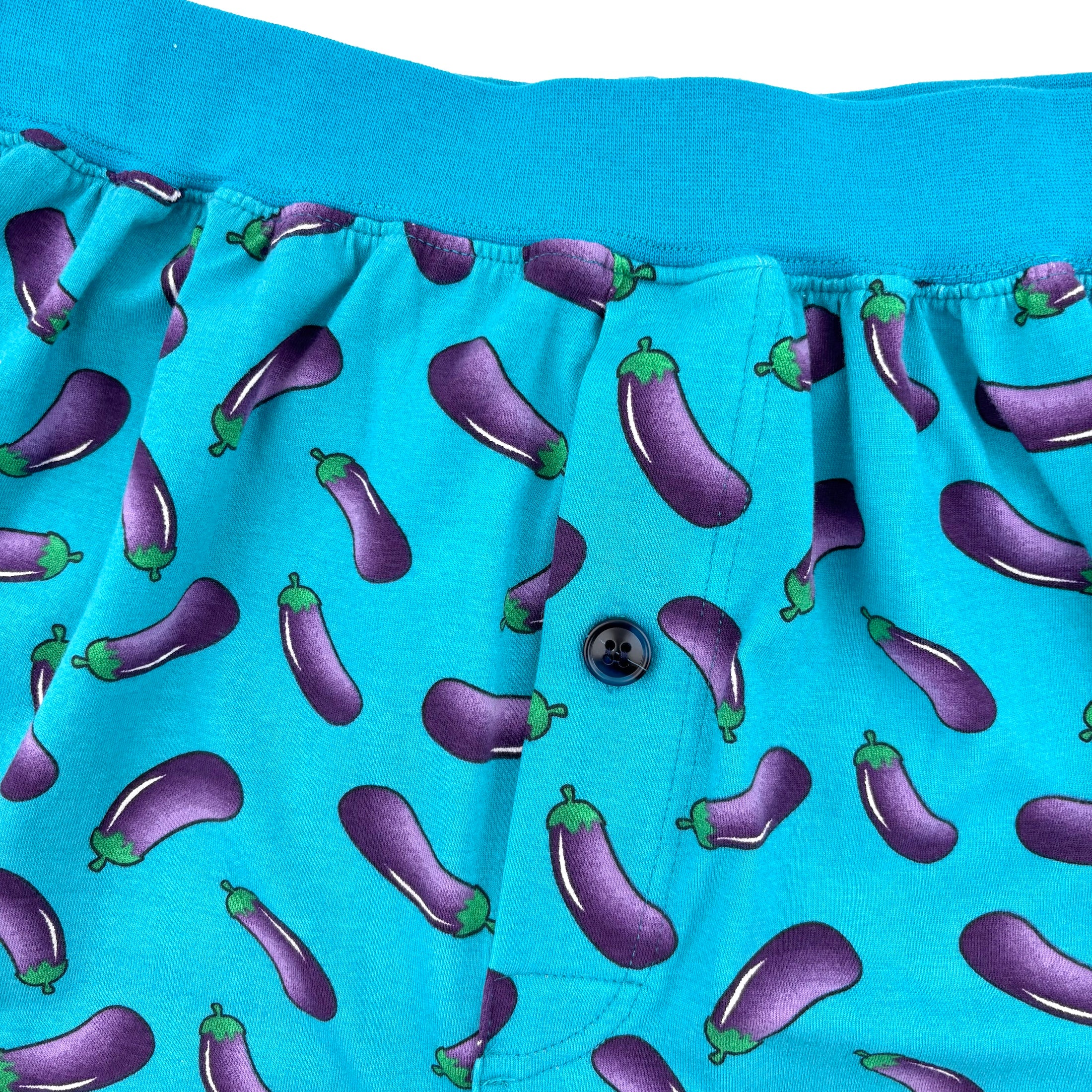 Men's Funny Novelty Print Eggplant Aubergine Patterned Pajama Shorts