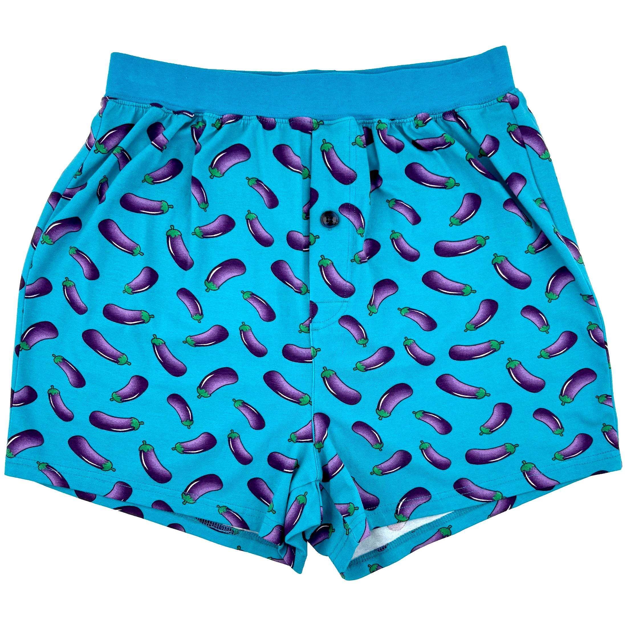 Men's Funny Novelty Print Eggplant Aubergine Patterned Pajama Shorts