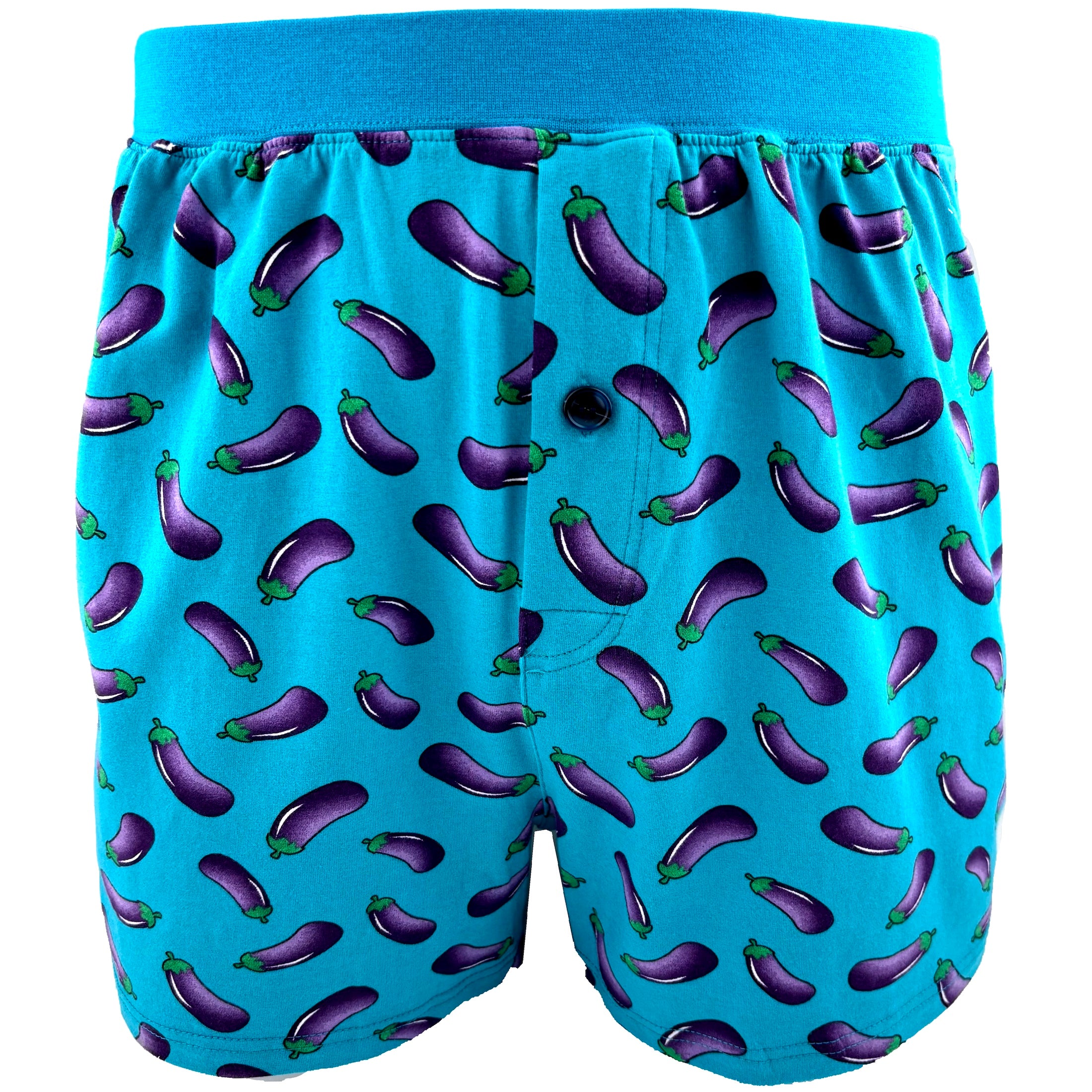 Men's Funny Novelty Print Eggplant Aubergine Patterned Pajama Shorts