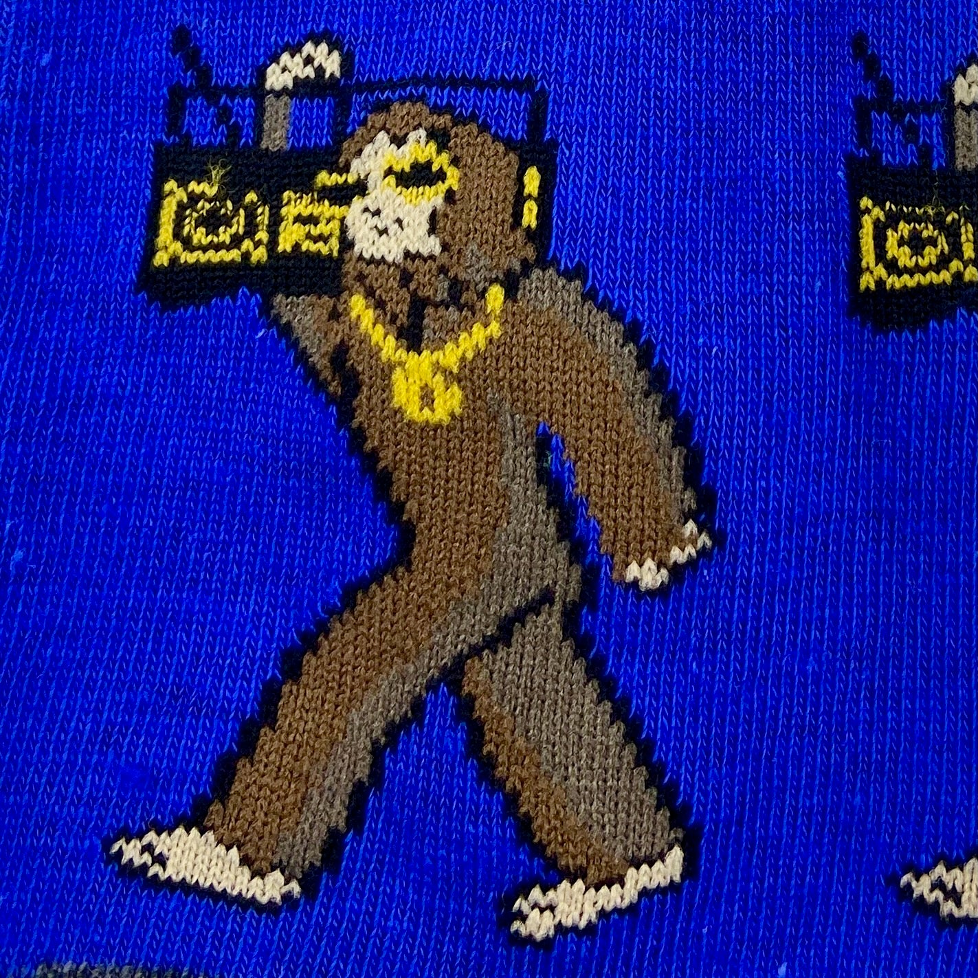 Mythical Groovy Hipster Bigfoot Sasquatch With Boombox Novelty Socks