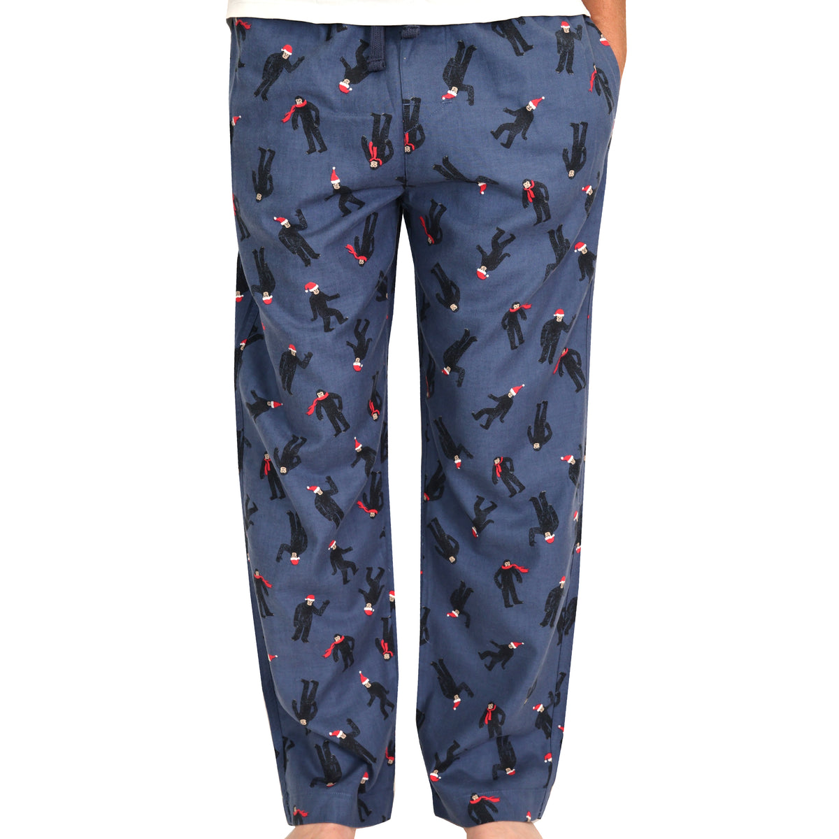 Men's Santa Sasquatch Bigfoot Yeti All Over Long Flannel Pajama Pants