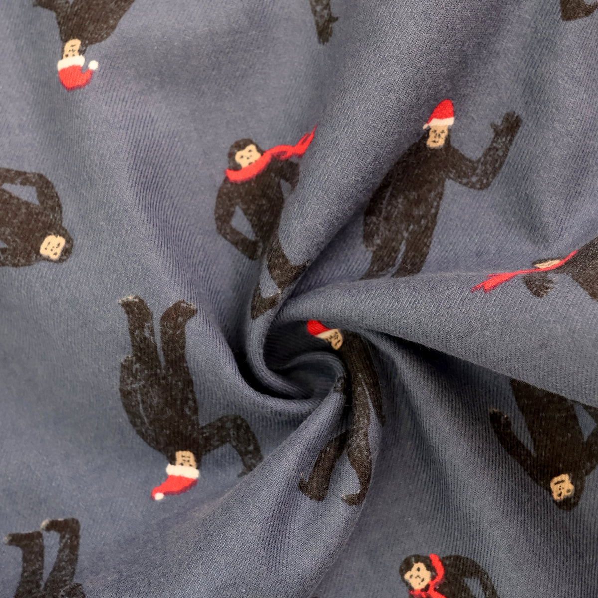 Men's Santa Sasquatch Bigfoot Yeti All Over Long Flannel Pajama Pants