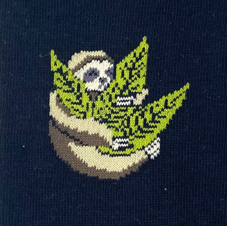 Stoner Sloths Weed Cannabis Leaf Patterned Novelty Crew Socks in Black