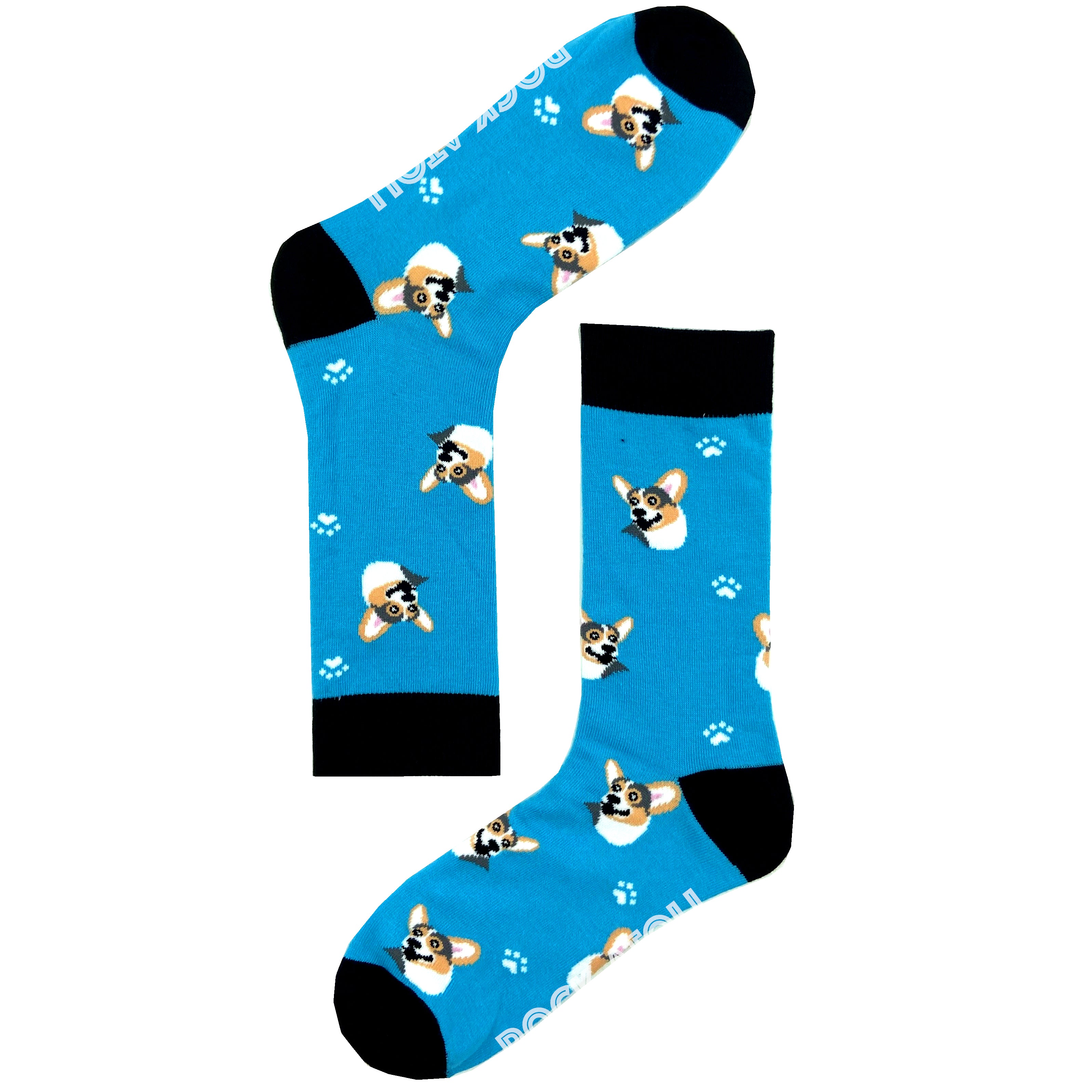 Bright Blue Adorable Corgi Puppy All Over Print Dog Lover Novelty Socks
