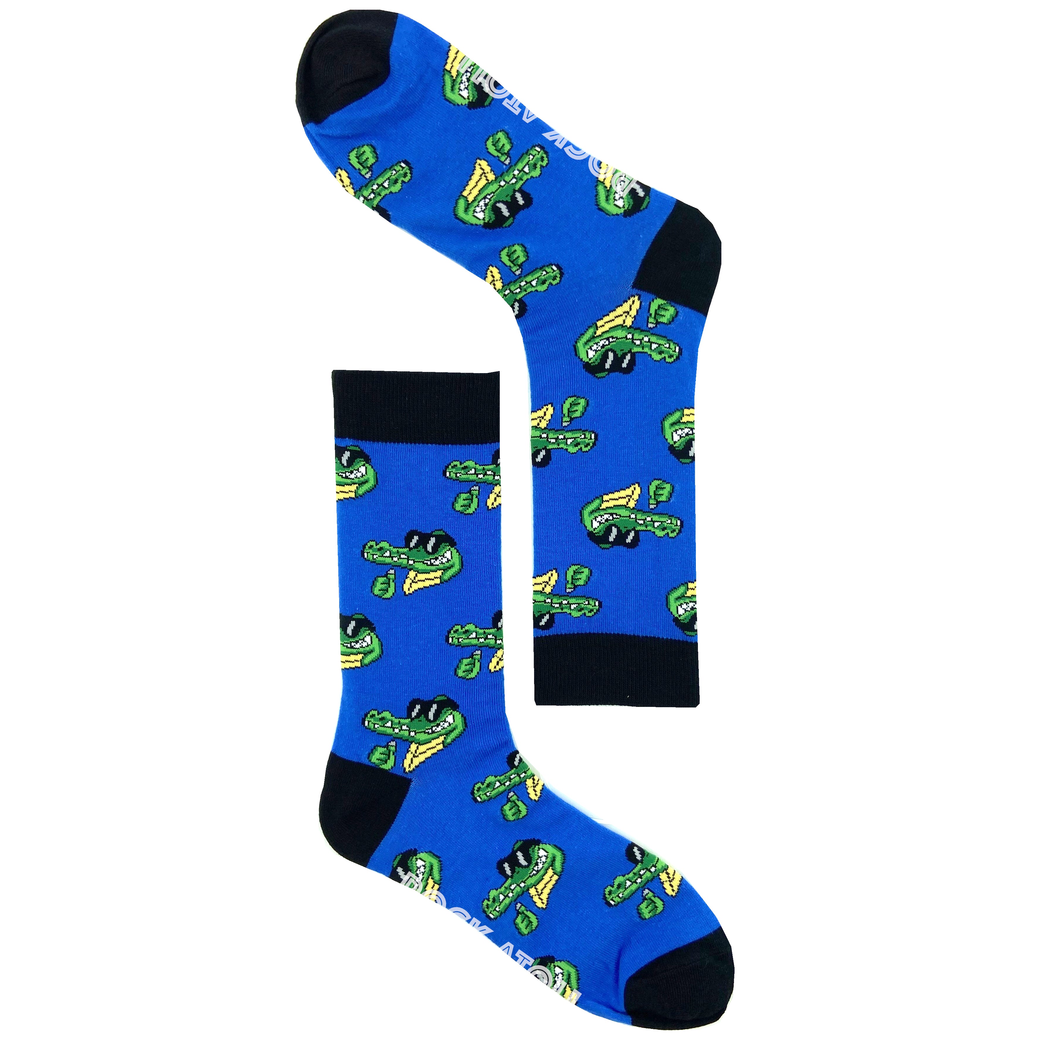 Bright Blue Cool Crocodile Alligator Reptile Patterned Novelty Socks