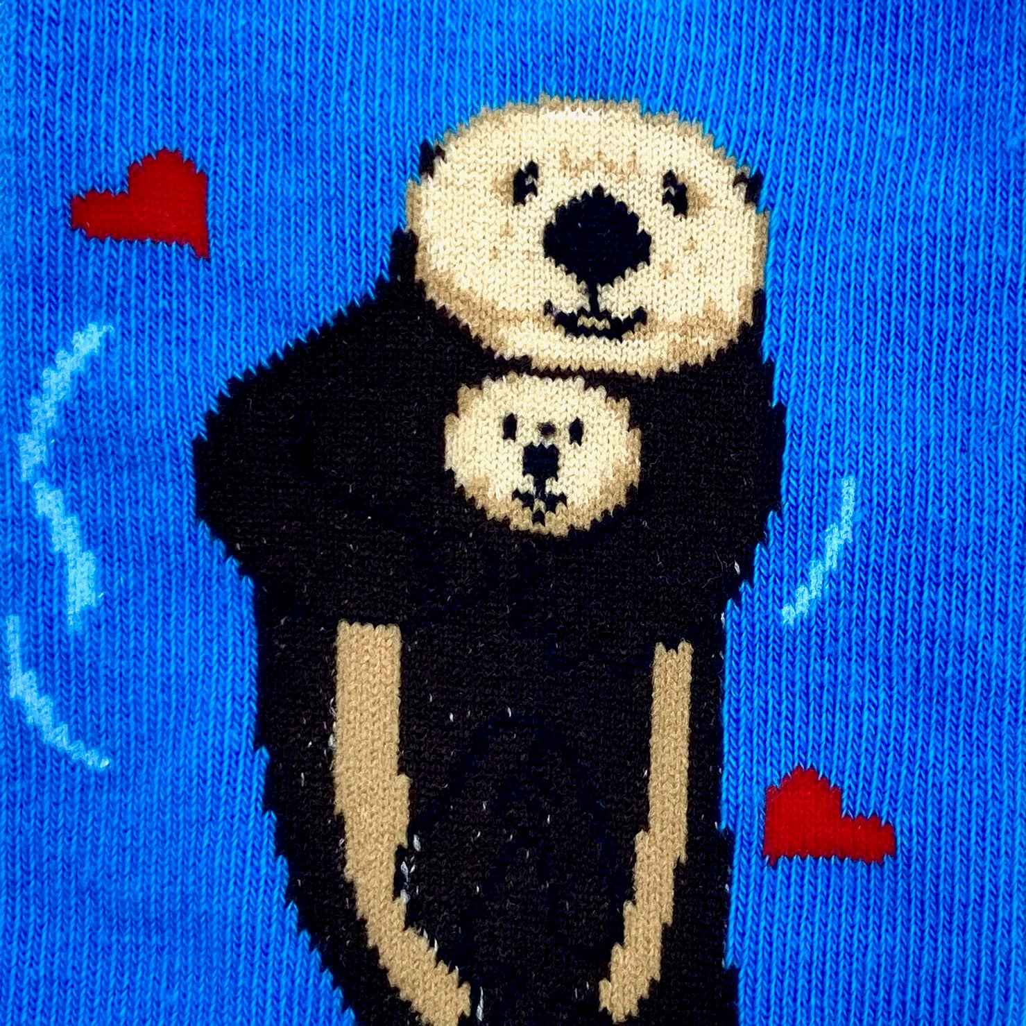 Bright Blue Fun Unisex Hugging Sea Otters Animal Lovers Novelty Socks