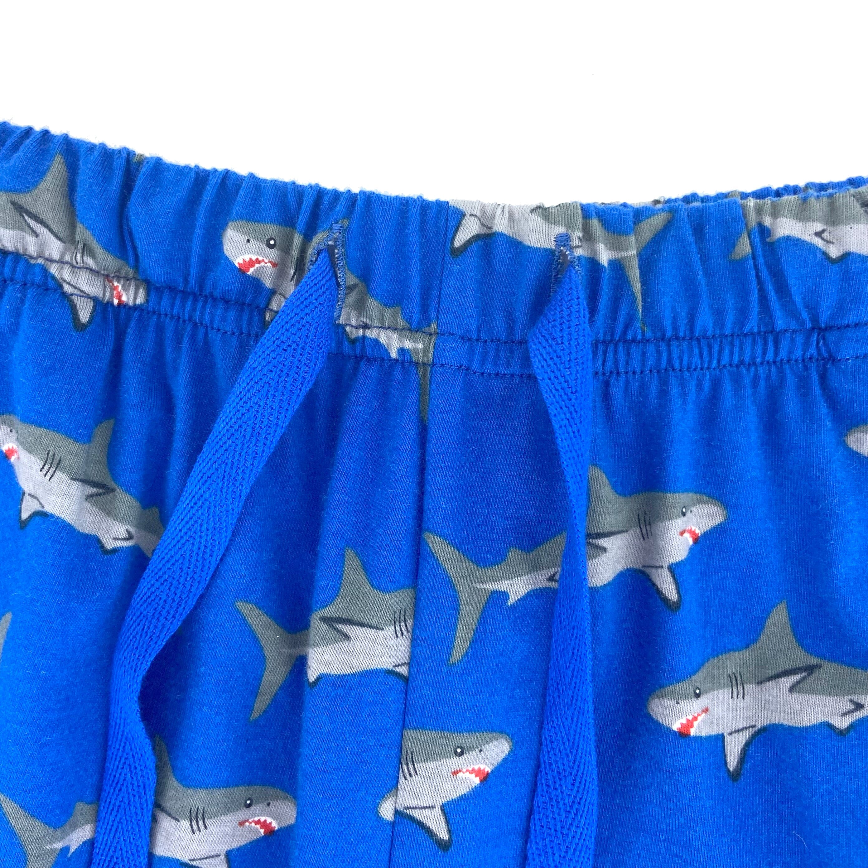 Men's Shark All Over Print Soft Cotton Knit Long Pajama Pant Bottoms
