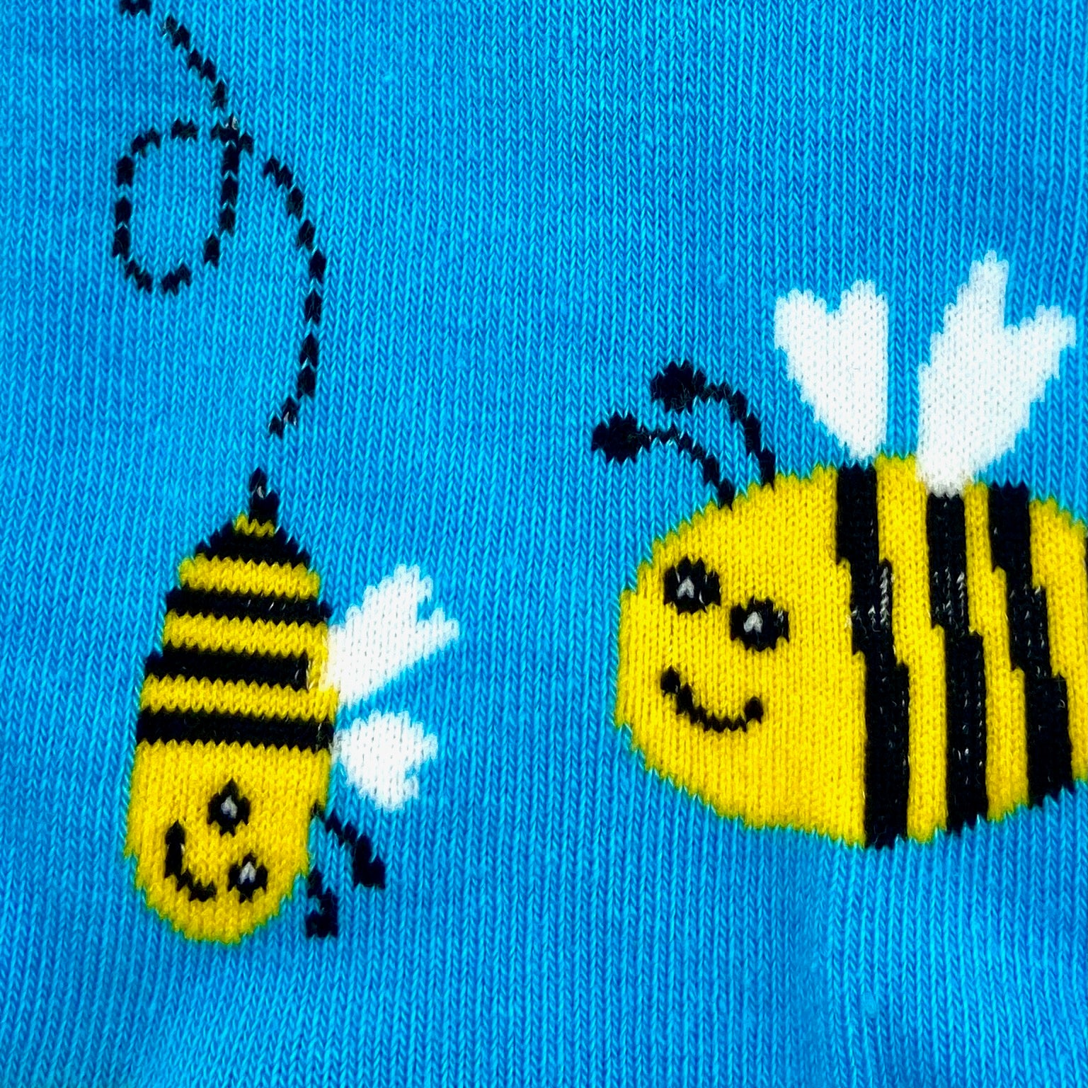 Bright Blue Bumble Bee All Over Print Comfy Stretch Novelty Crew Socks