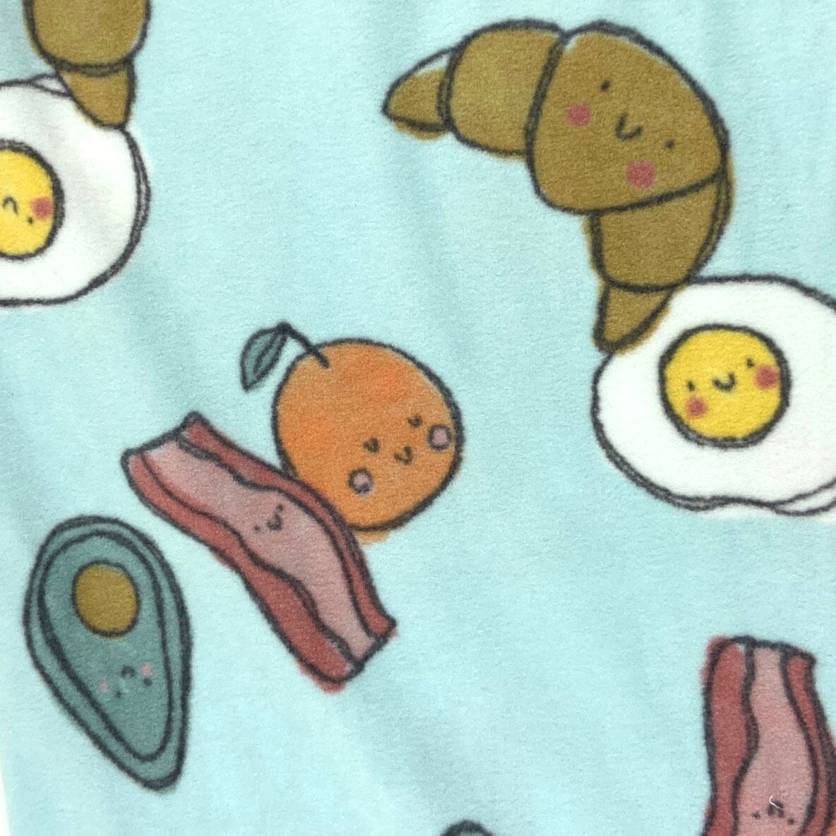 Breakfast Food Themed Bacon Eggs Avocado Patterned Fleece Pajama Pants