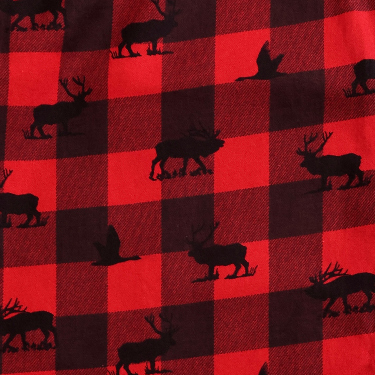 Canadian Wilderness Inspired Moose & Geese Print Buffalo Plaid Pajamas