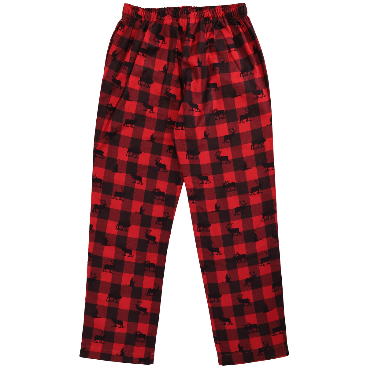 Canadian Wilderness Inspired Moose & Geese Print Buffalo Plaid Pajamas