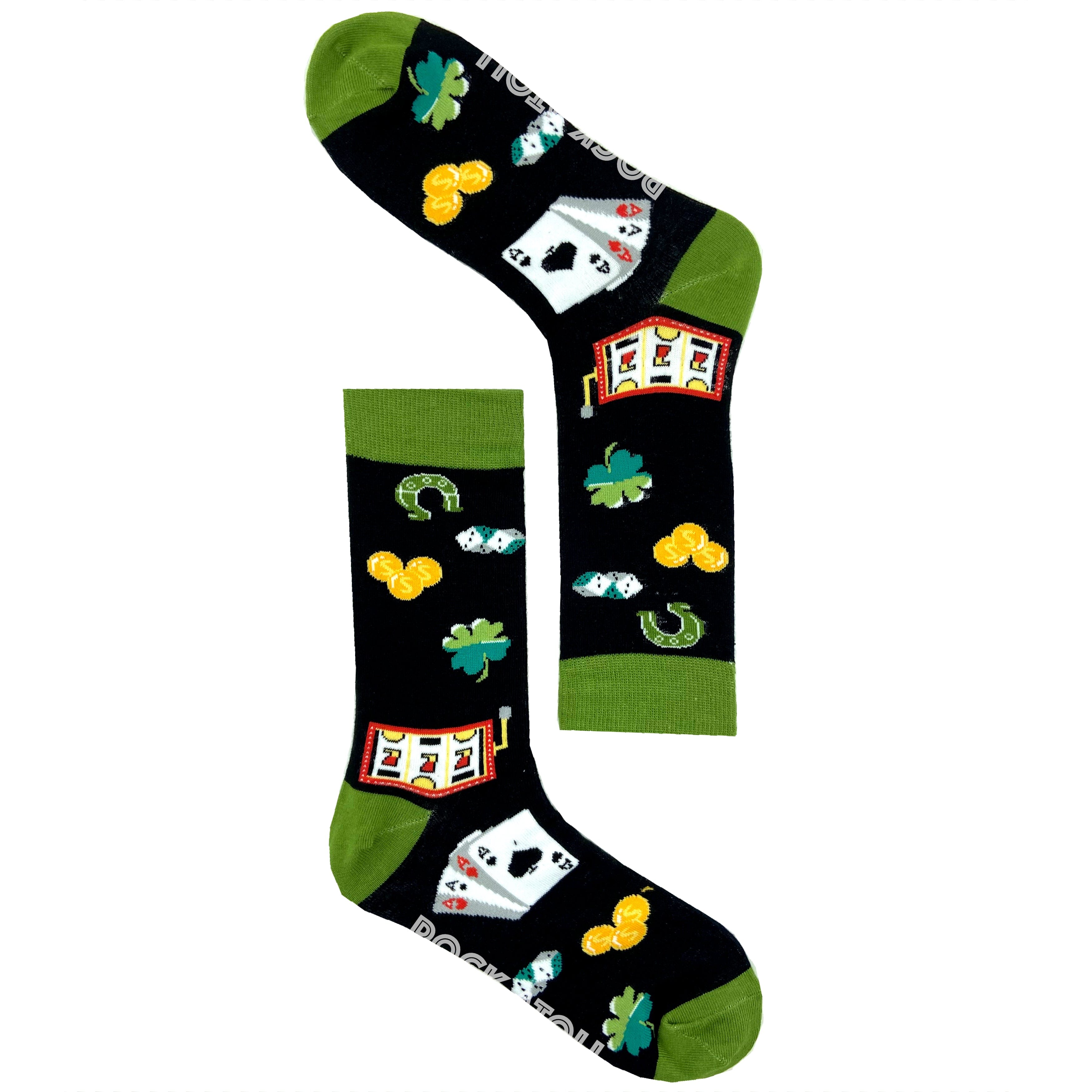 Unisex Gambling Casino Themed Lucky Four Leaf Clover Novelty Socks