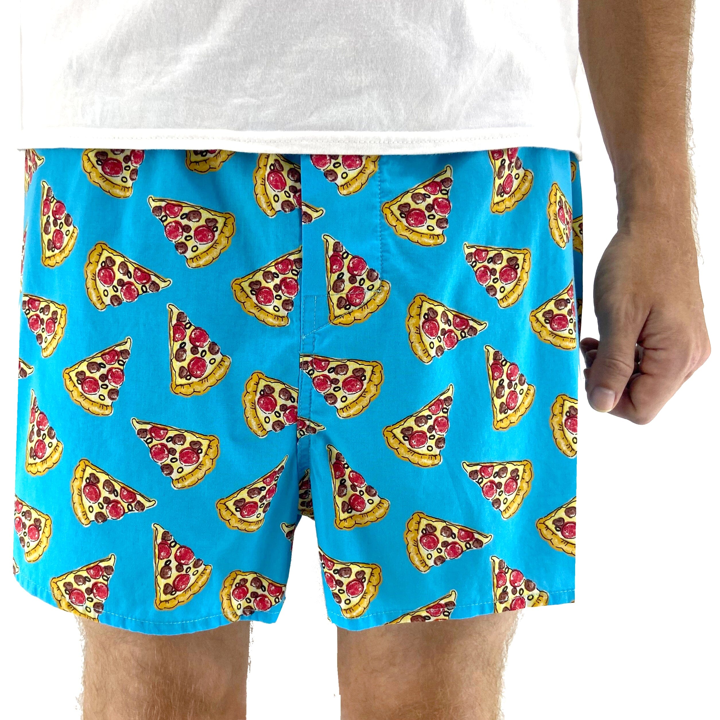 Buy Men's Cheesy Pepperoni Pizza Patterned Cotton Boxer Shorts Online