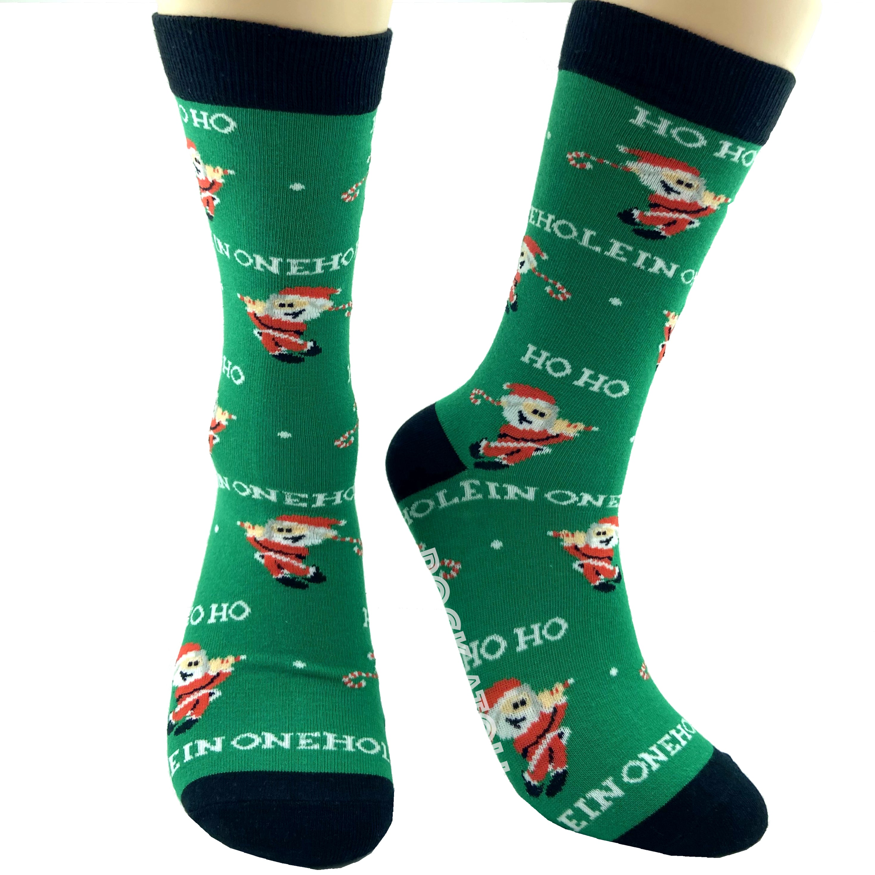 Unisex Santas Playing Golf Patterned Hole In One Novelty Dress Socks