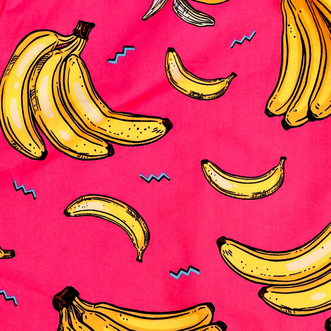 Men's Tropical Food Themed Banana All Over Print Boxer Shorts in Pink