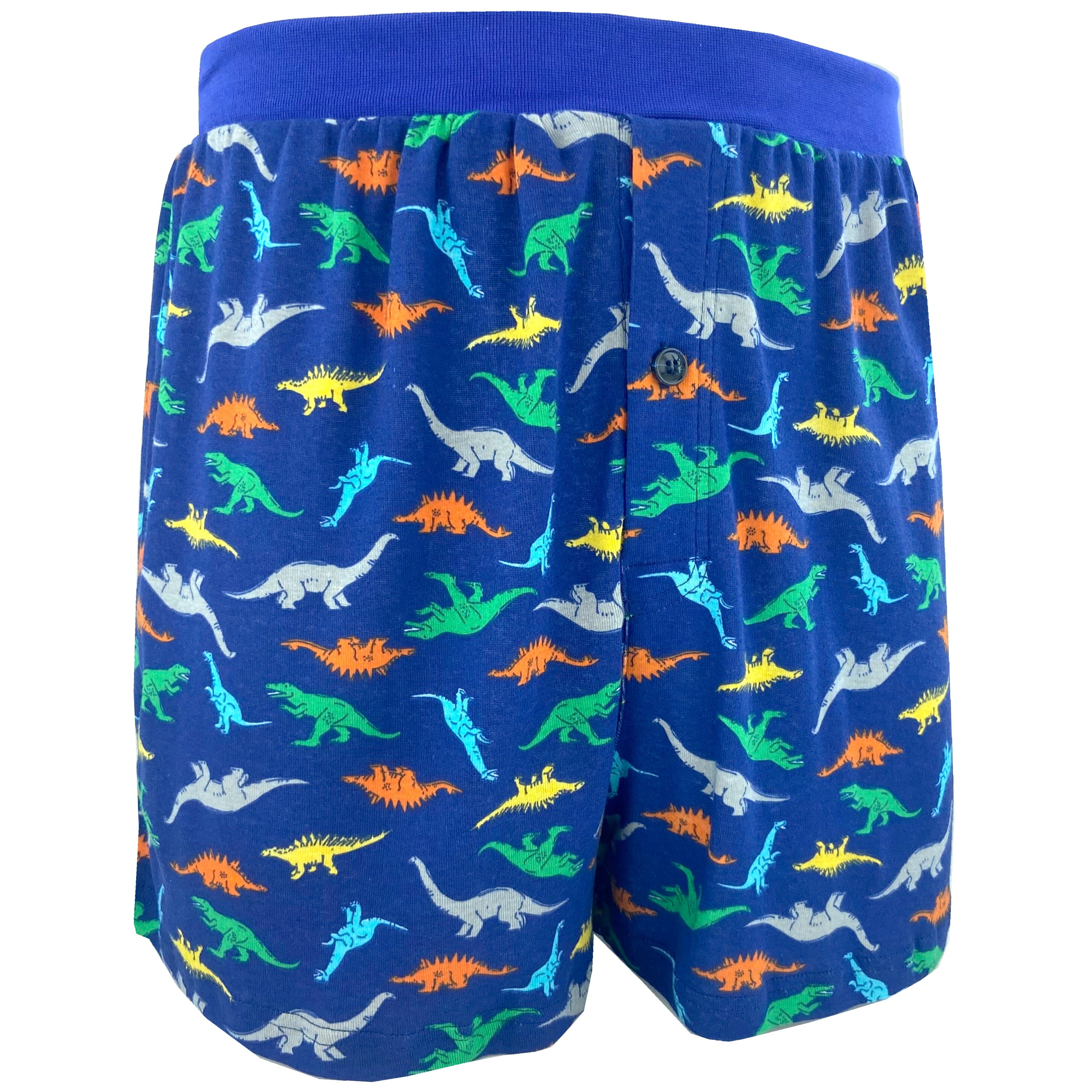 Men's Soft Comfy Colorful Dino Jurassic Print Cotton Pajama PJ Shorts