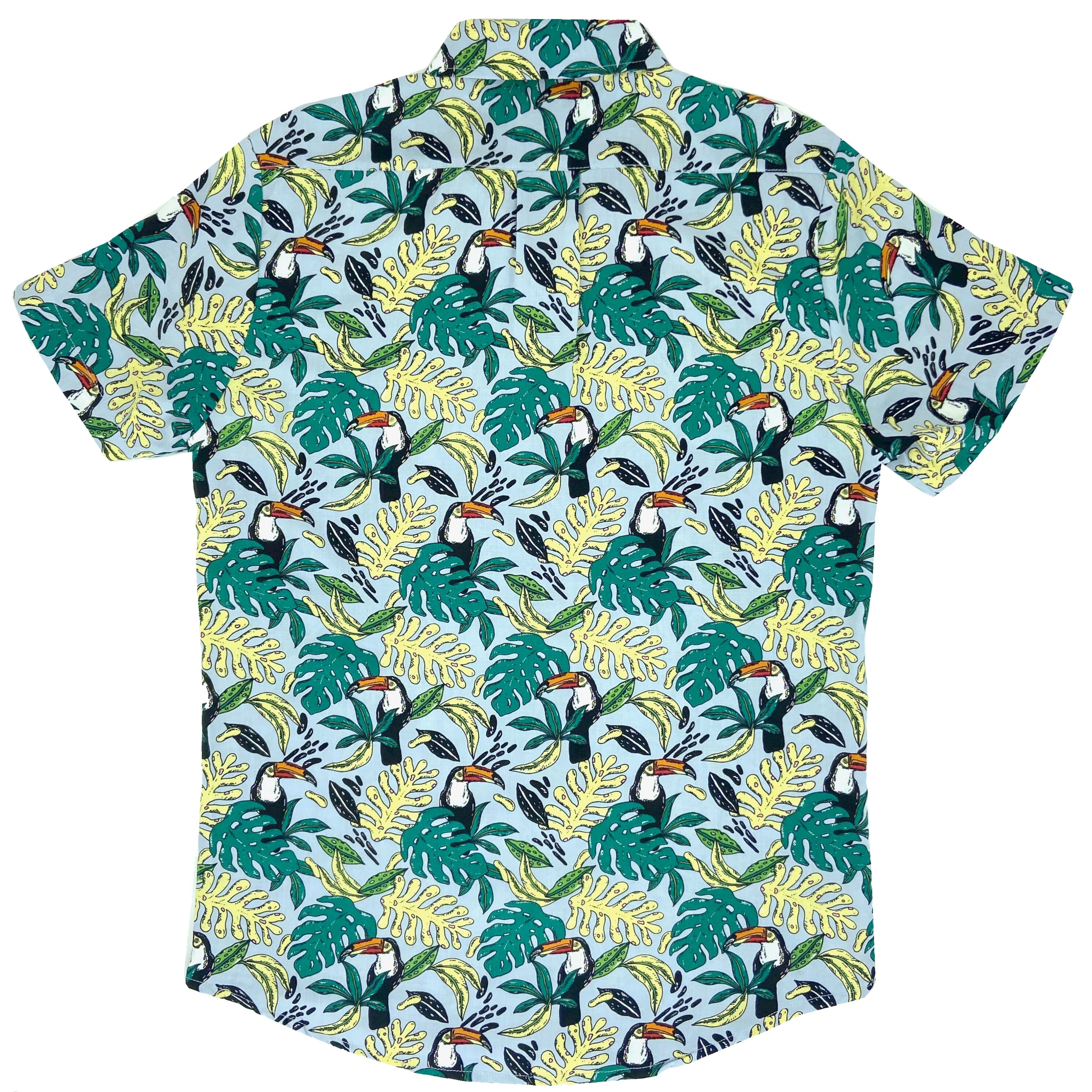 Men's Floral Leafy Toucan Bird All Over Print Aloha Hawaiian Shirt
