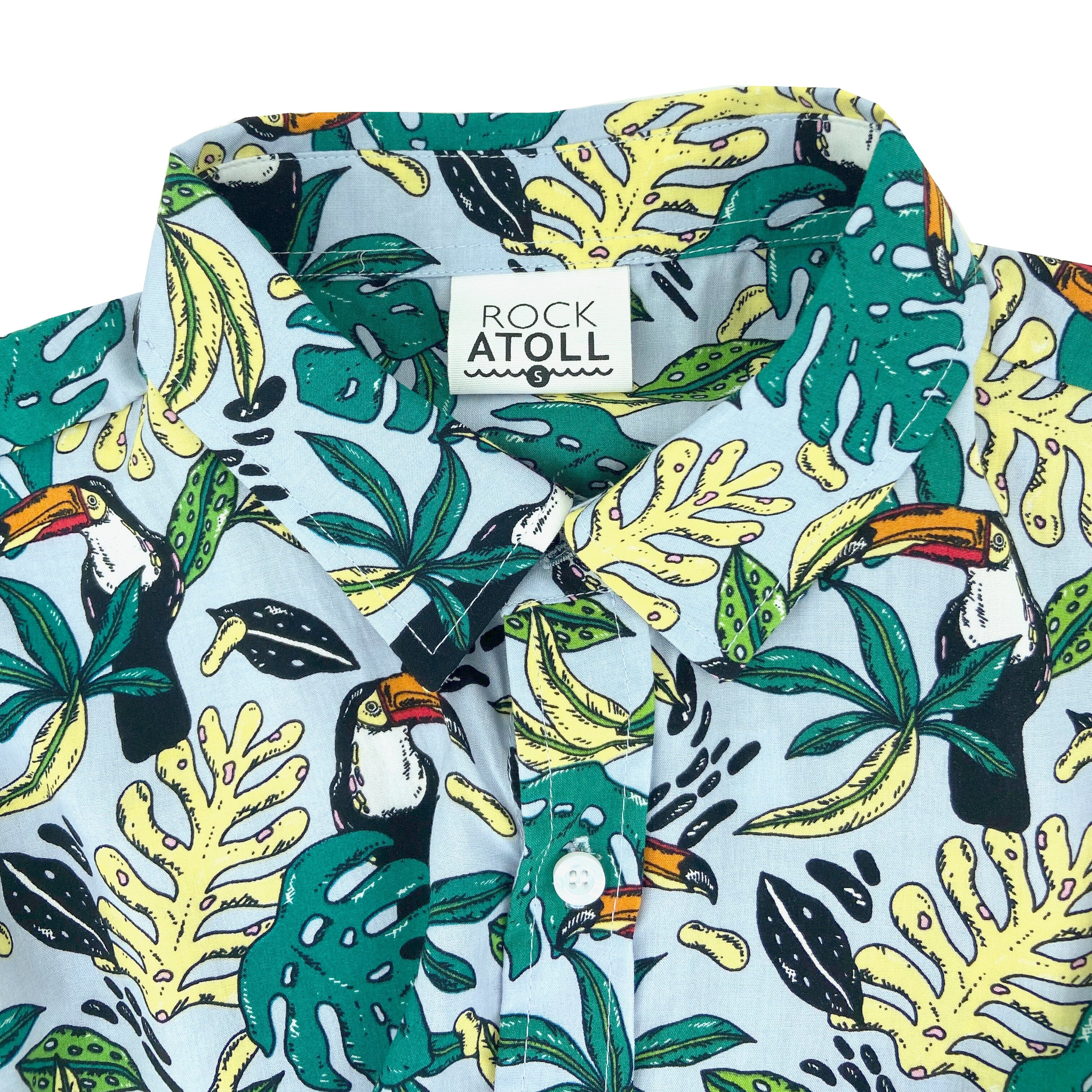 Men's Floral Leafy Toucan Bird All Over Print Aloha Hawaiian Shirt