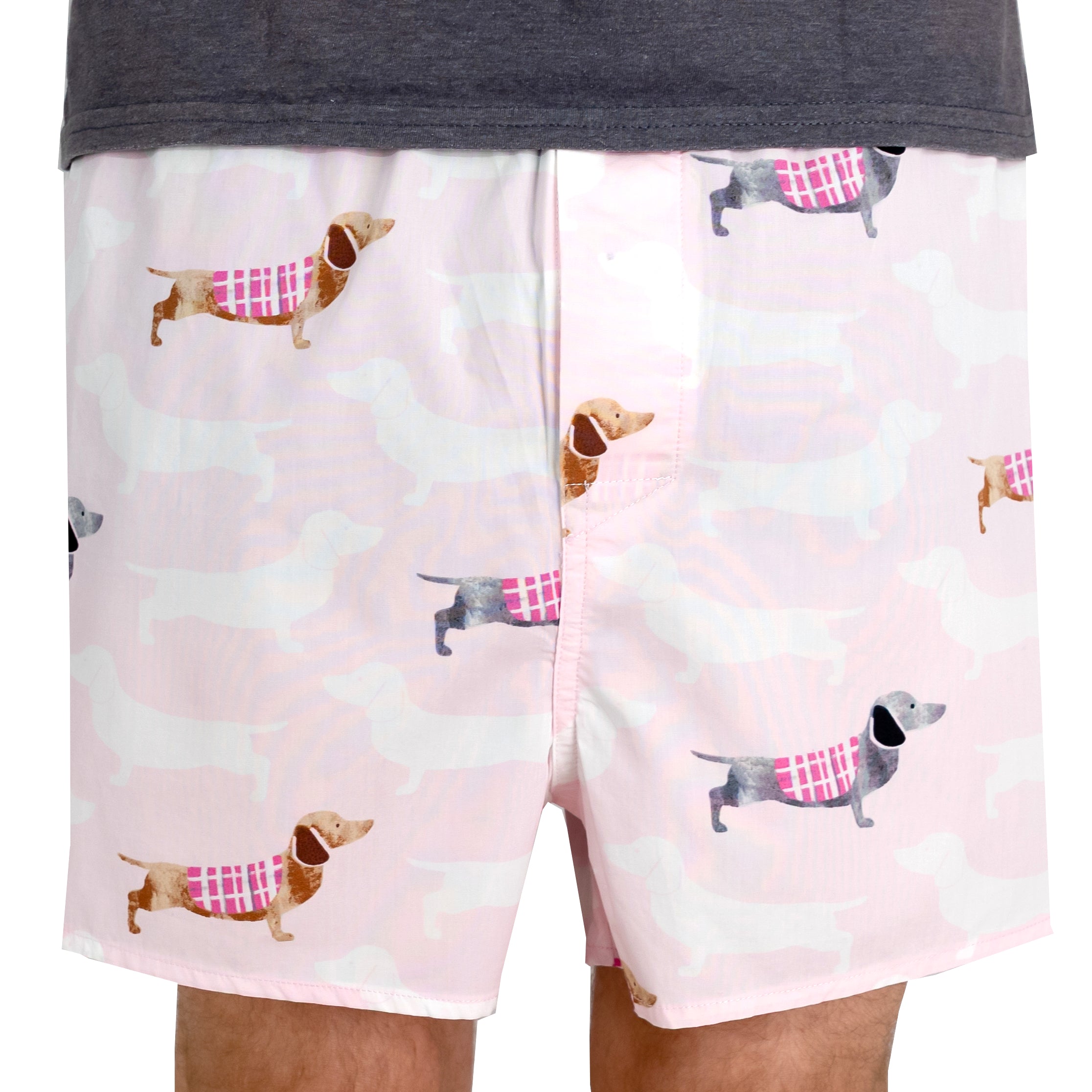 Shop Online Mens Pink Dachshund Weiner Doxie Puppy Dog All Over Print Boxer Shorts