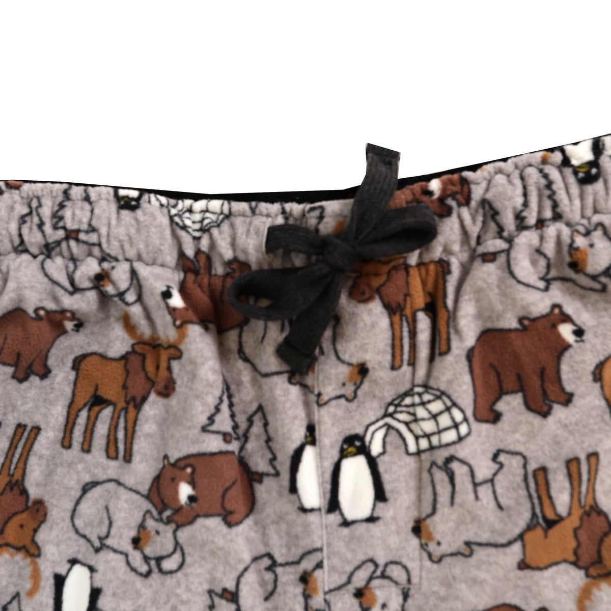 Men's Soft Fluffy Moose Bear Penguin Print Fleece Pajama Pant Bottoms