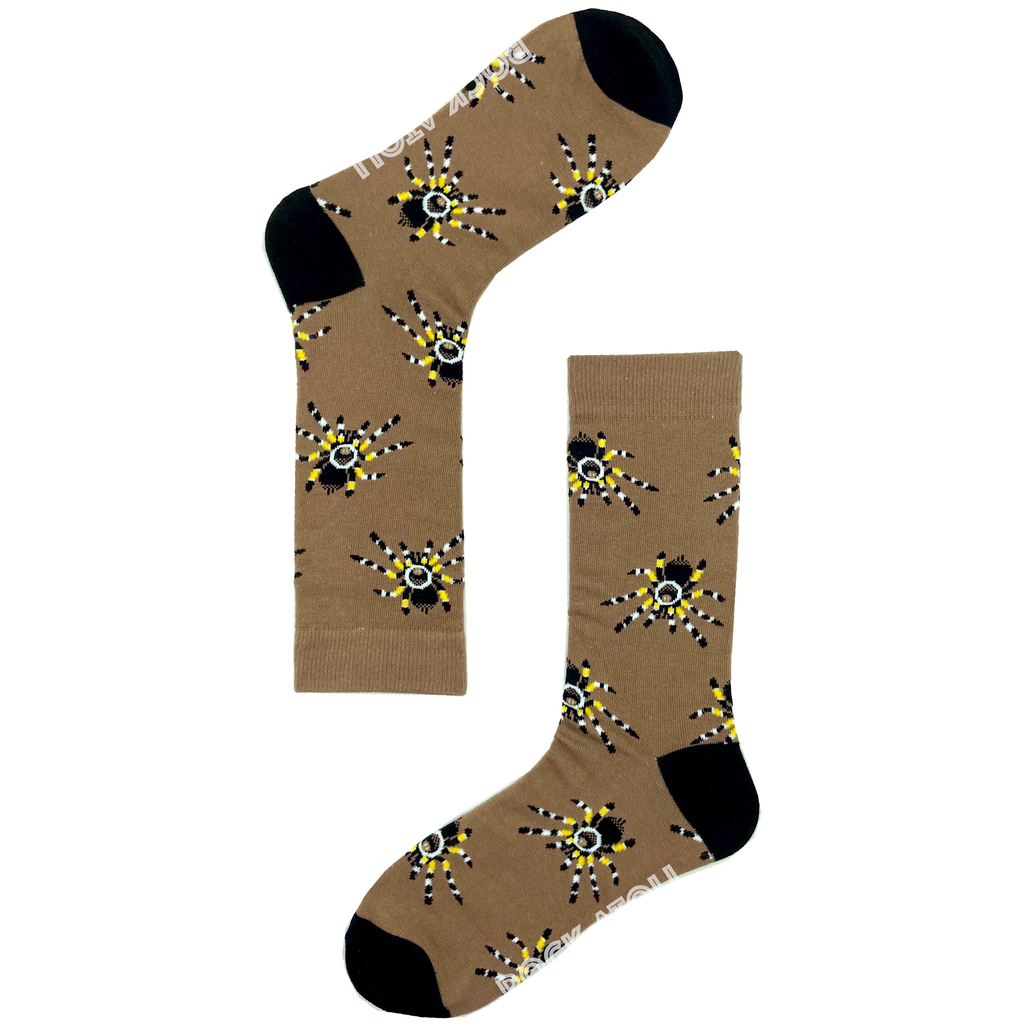 Brown Tarantula Spider All Over Print Durable Stretch Novelty Socks