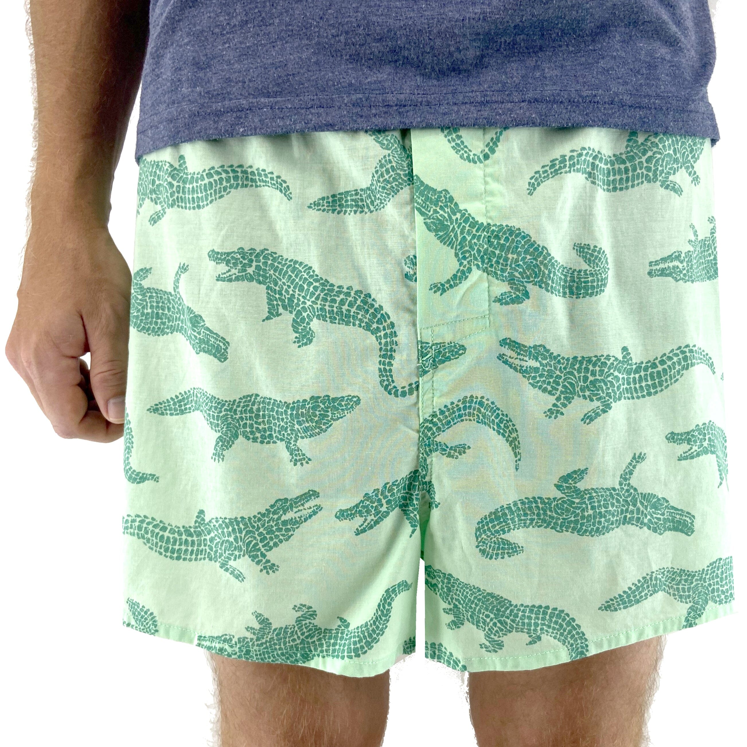 Men's Green Crocodile Alligator All Over Print Boxer Shorts Underwear