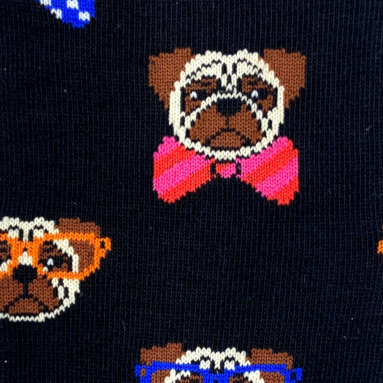 Adorable Pugs Wearing Bow Ties Patterned Dog Lover Novelty Dress Socks