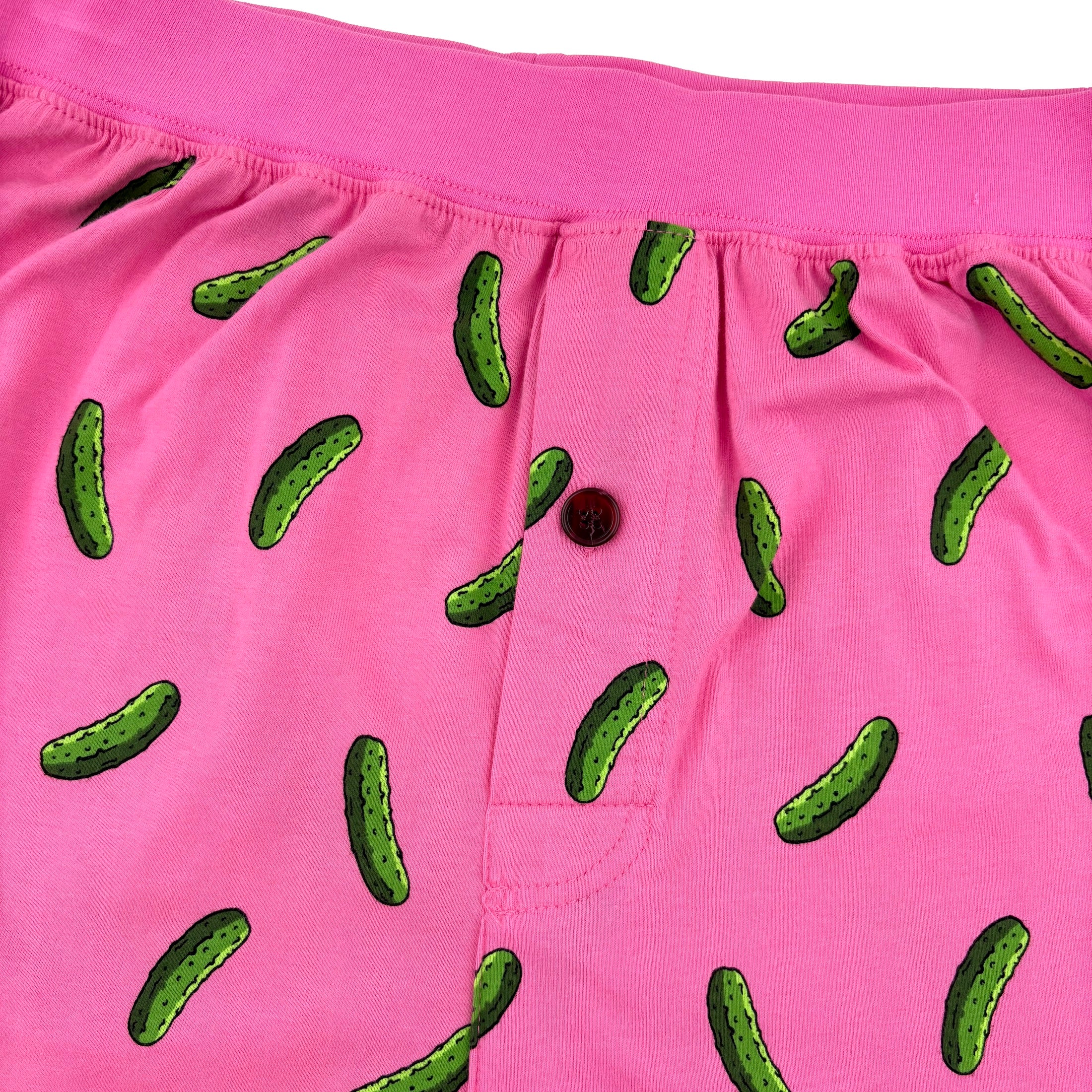 Men's Funny Novelty Print Cucumber Pickle Patterned Pajama PJ Shorts