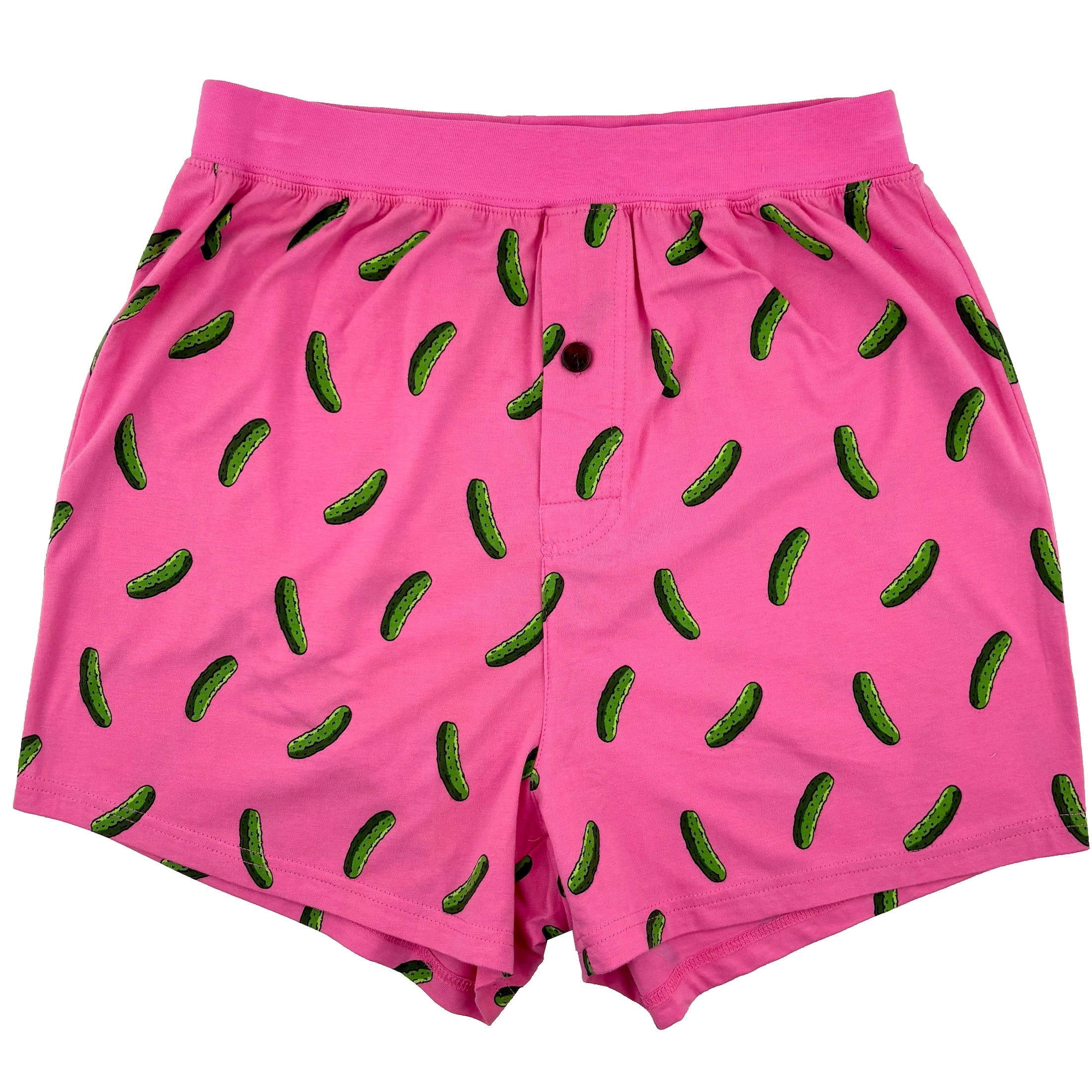 Men's Funny Novelty Print Cucumber Pickle Patterned Pajama PJ Shorts
