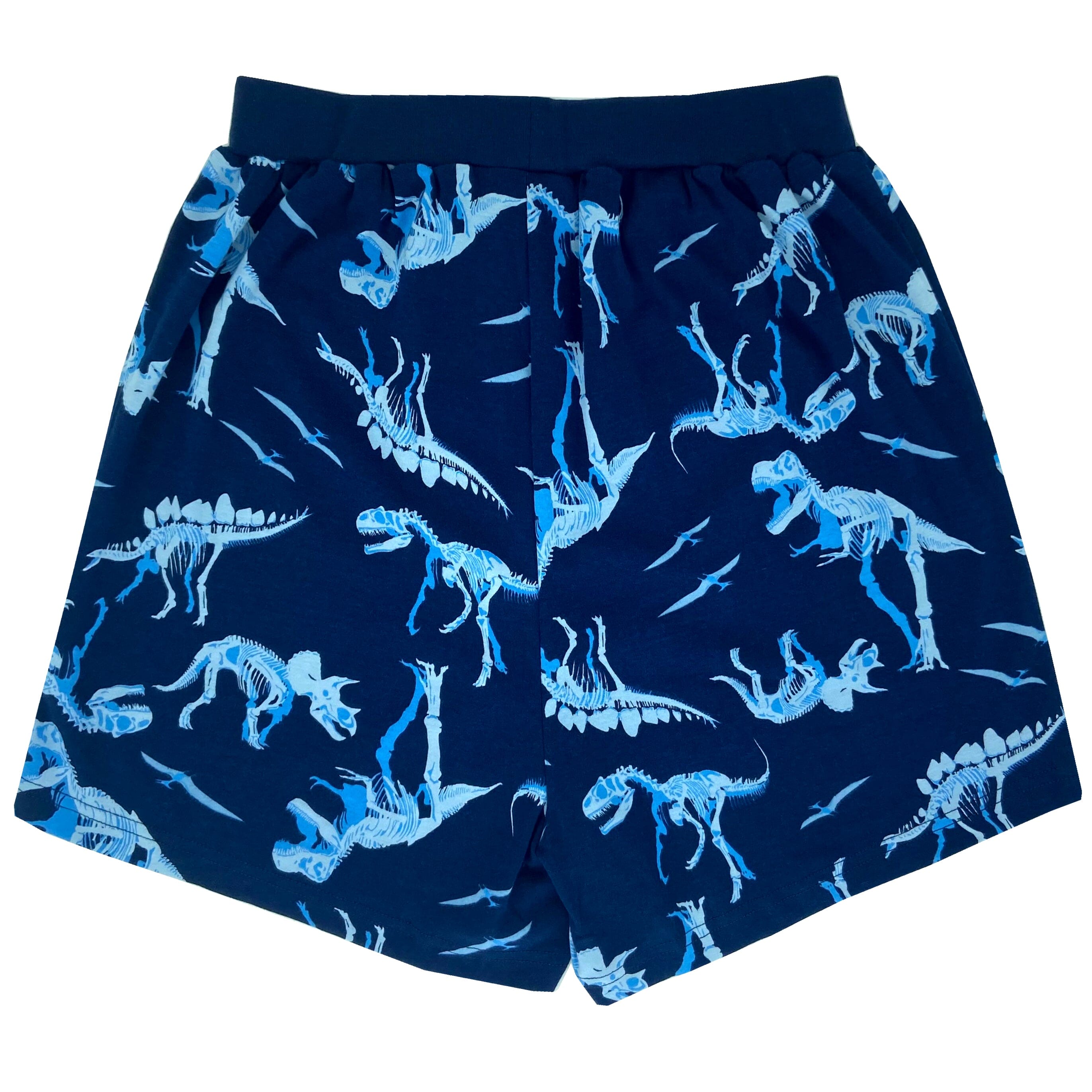 Men's Dinosaur Fossil Bones Patterned Cotton Knit Pyjama Sleep Shorts