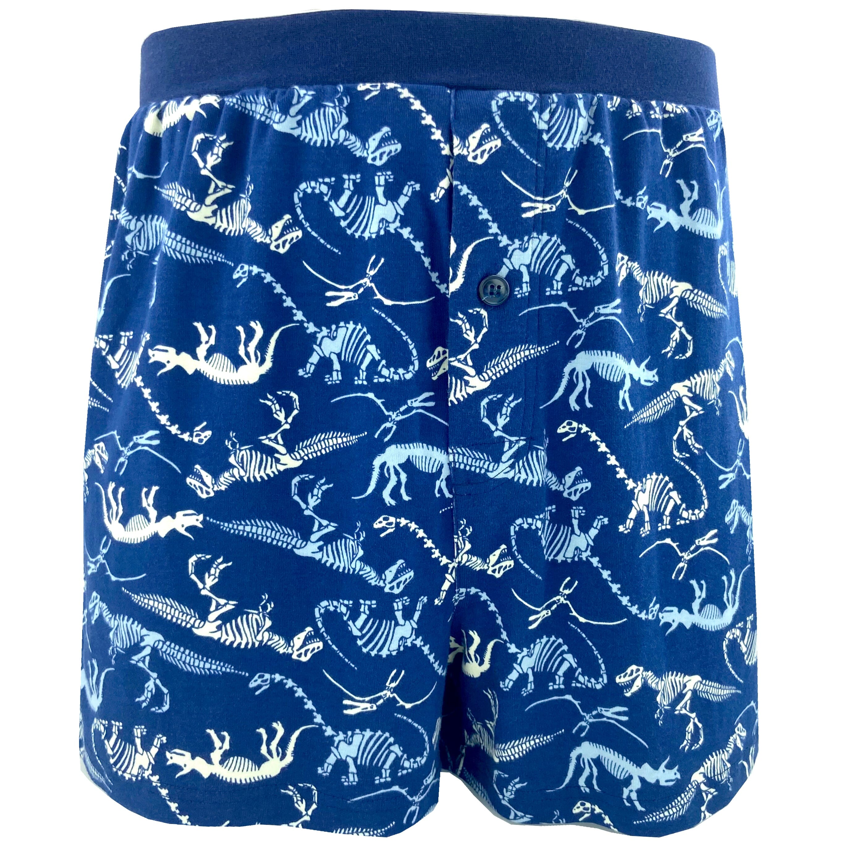 Men's Dinosaur Fossil All Over Print Cotton Knit Pyjama Sleep Shorts