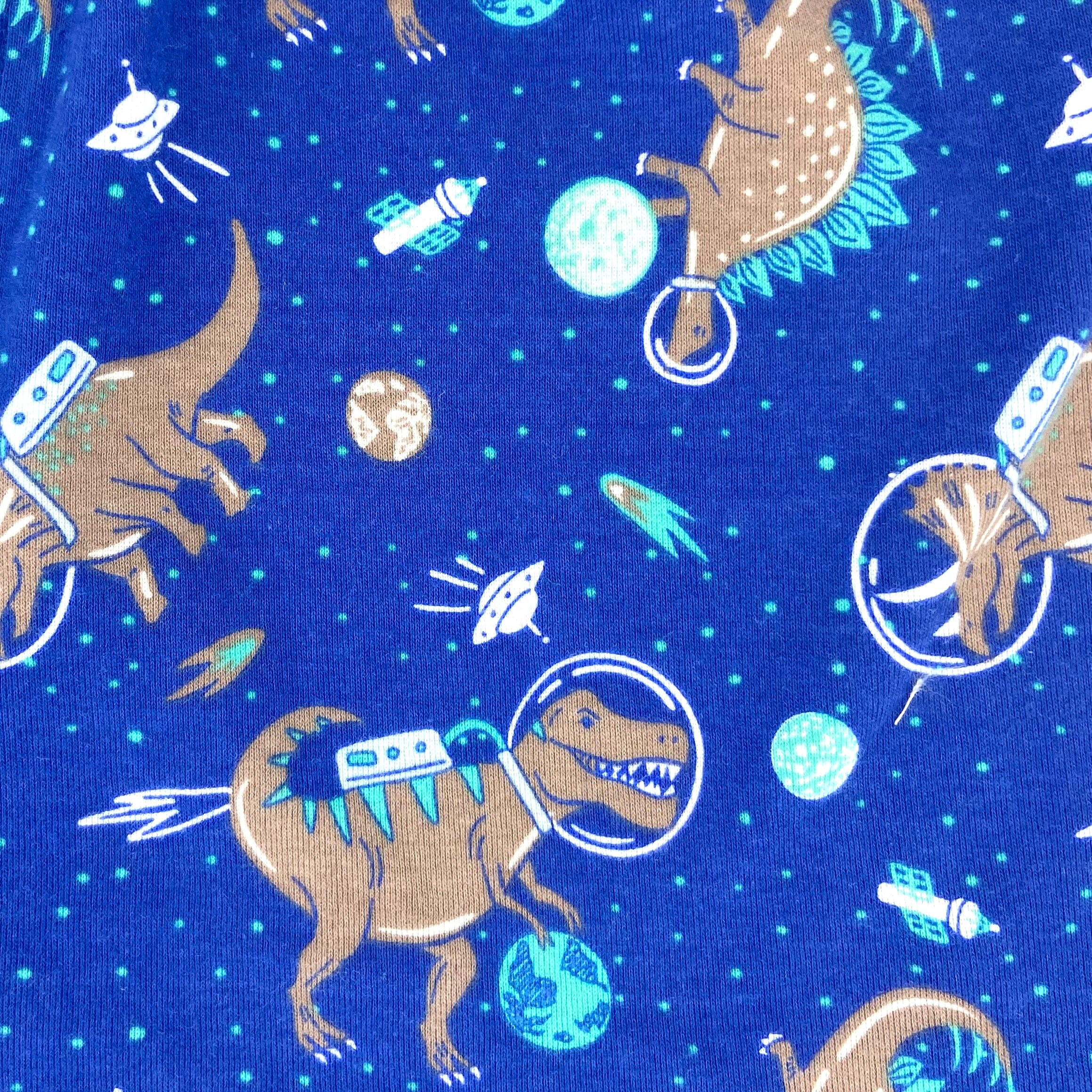 Men's Dinosaur in Outer Space All-Over Print Cotton Knit Pajama Shorts