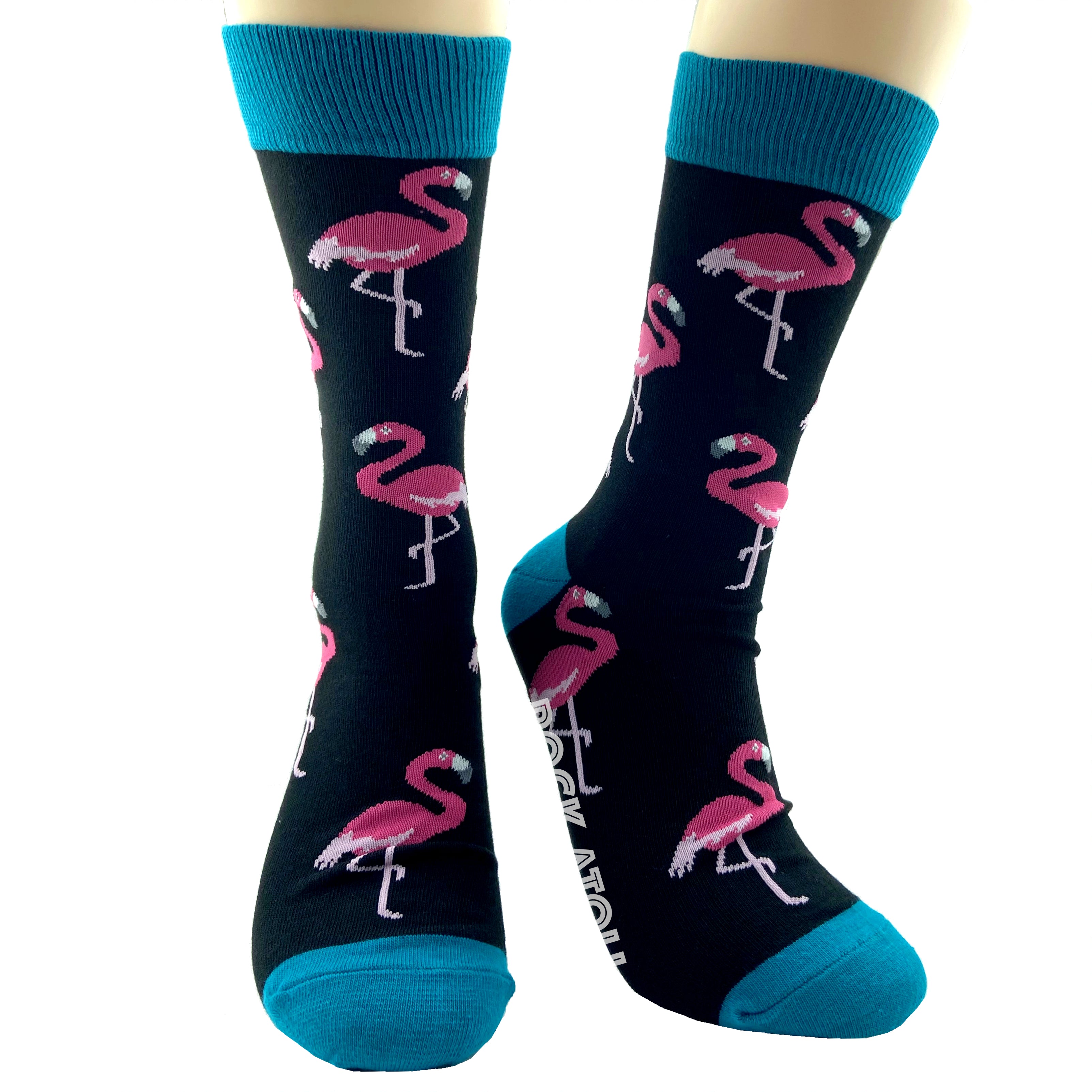 Classic Unisex Black Flamingo All Over Print Novelty Crew Dress Socks