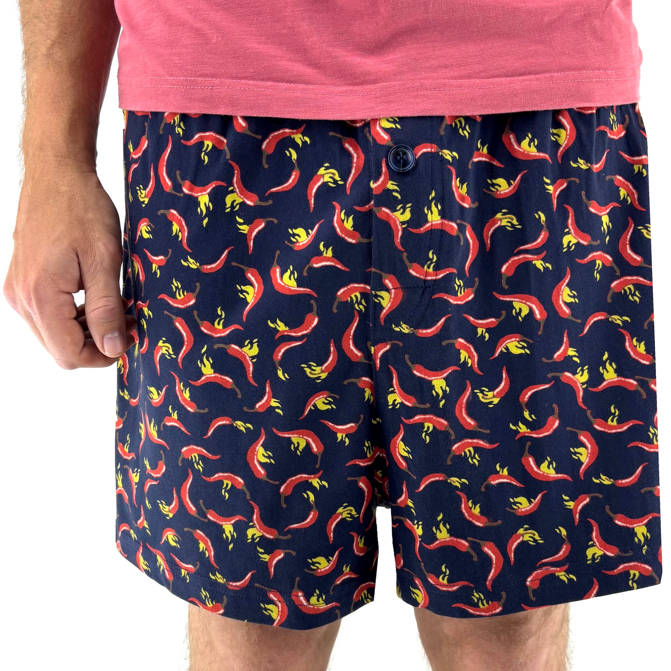 Men's Super Comfy Red Hot Chili Pepper All Over Print Pajama Shorts