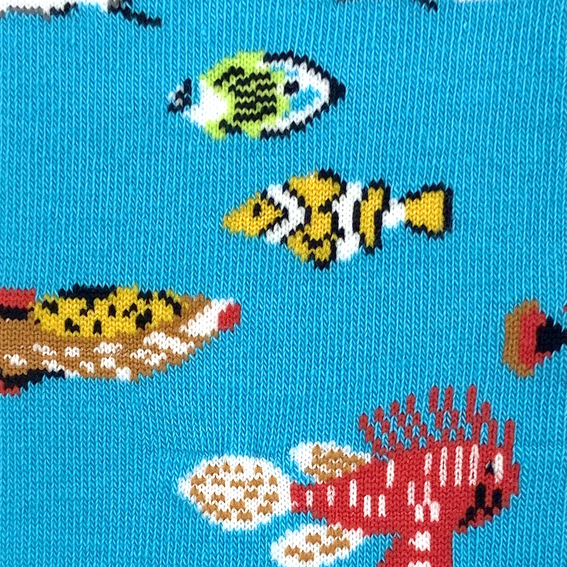 Bright Blue Unisex Ocean Themed Tropical Fish Patterned Novelty Socks