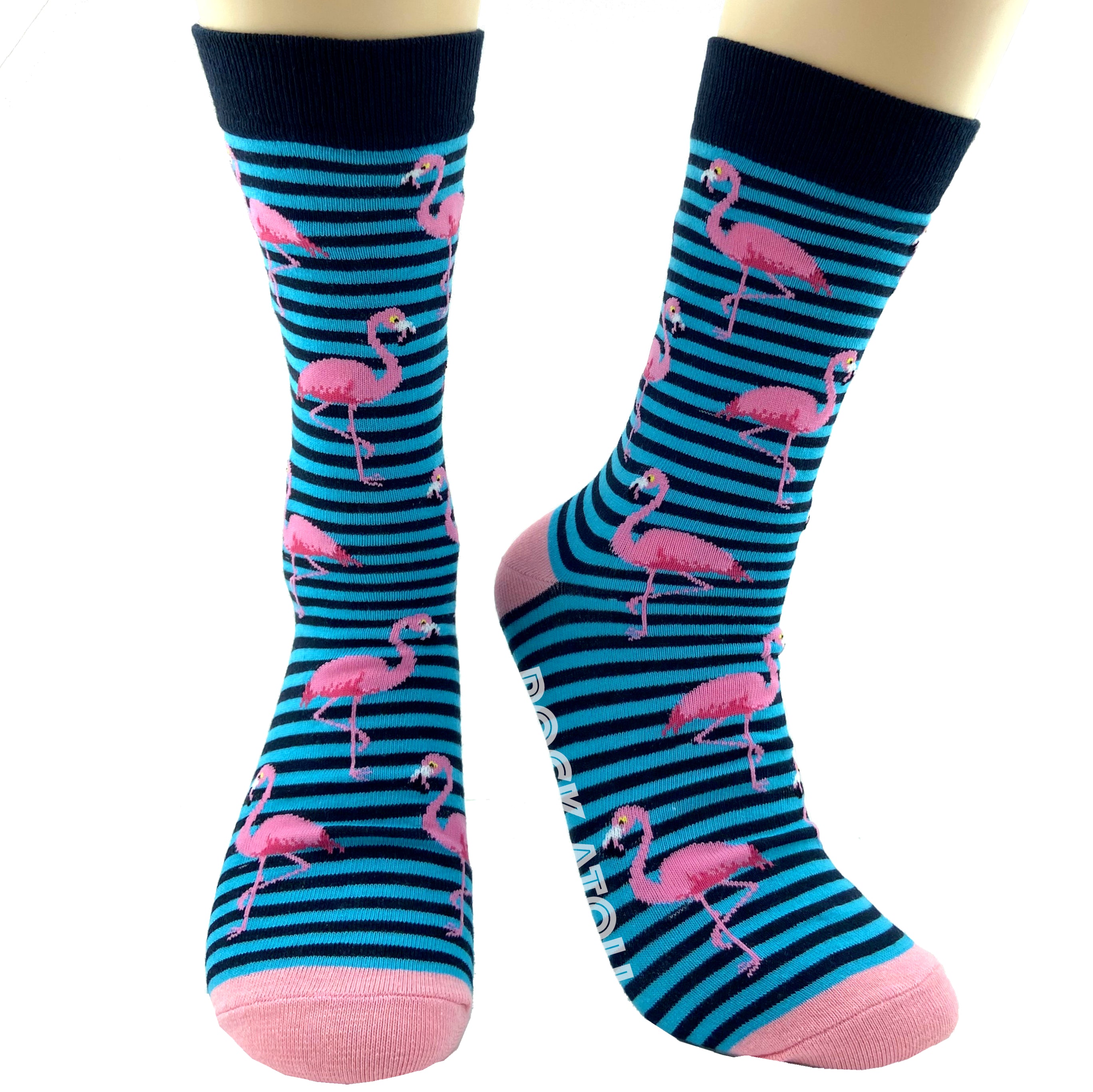 Classic Unisex Striped Flamingo Patterned Novelty Long Dress Socks