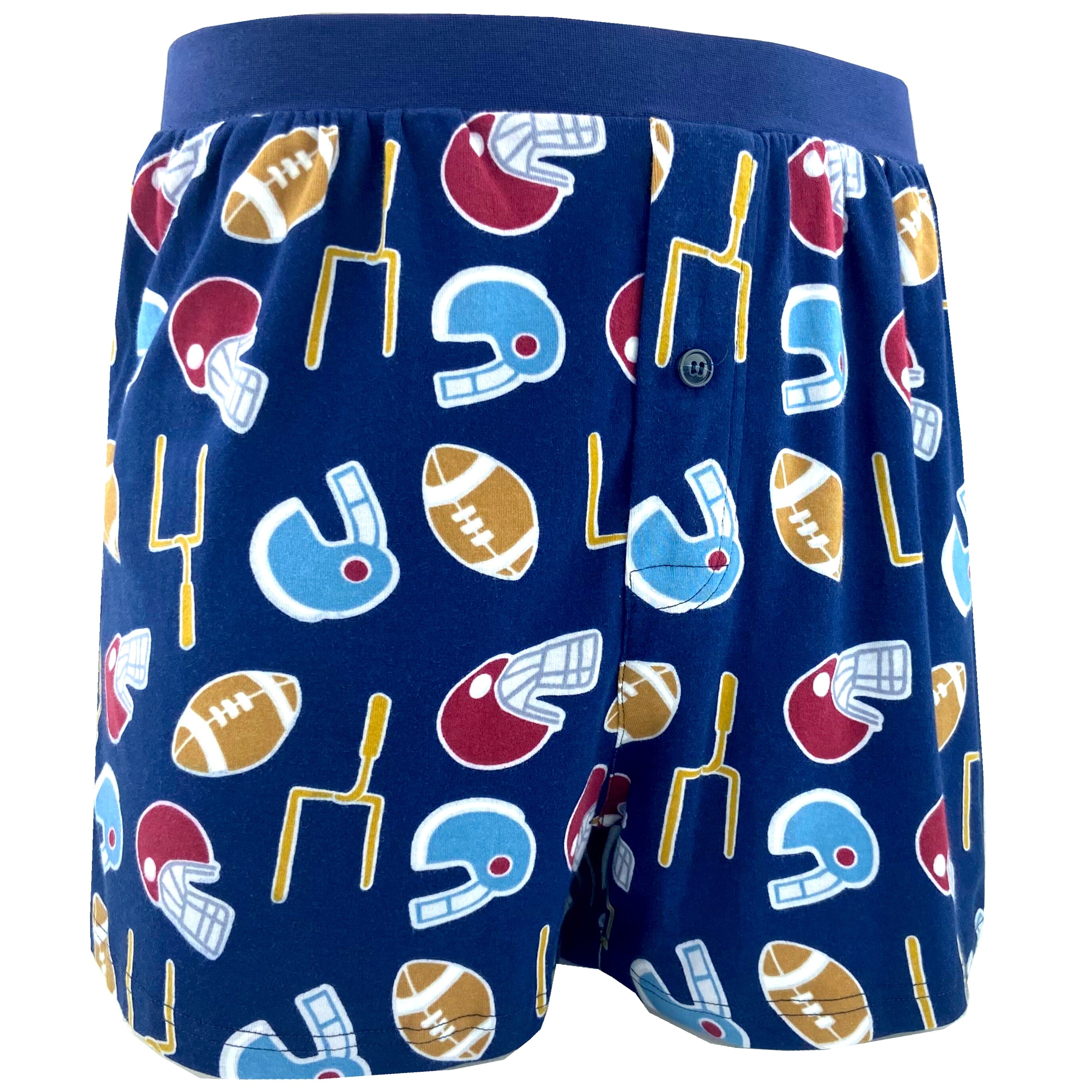 Men's Comfy Sport Themed Football Helmet Patterned Cotton Pajama Shorts