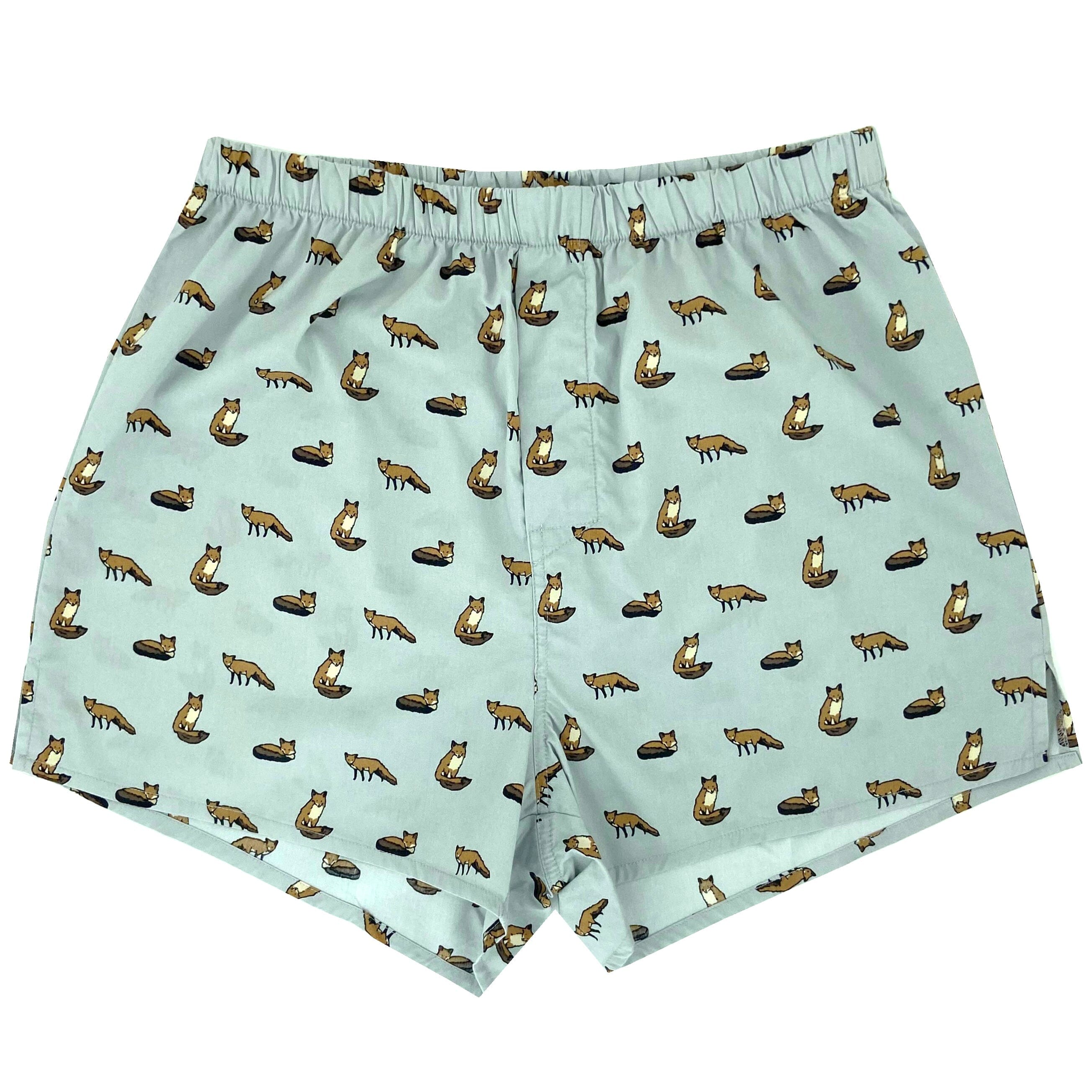 Classic Orange Fox All Over Print Cotton Boxer Shorts for Men in Grey