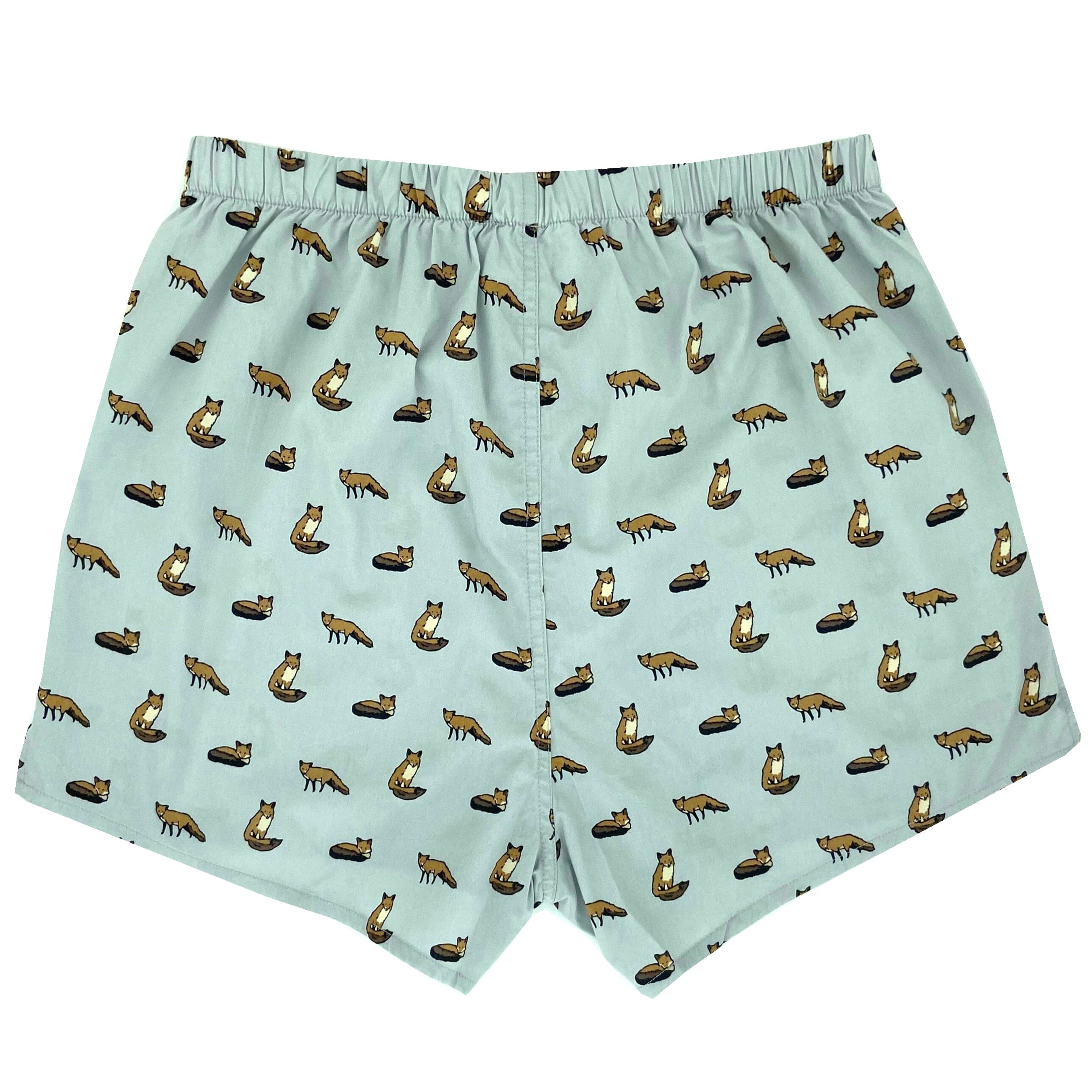 Classic Orange Fox All Over Print Cotton Boxer Shorts for Men in Grey