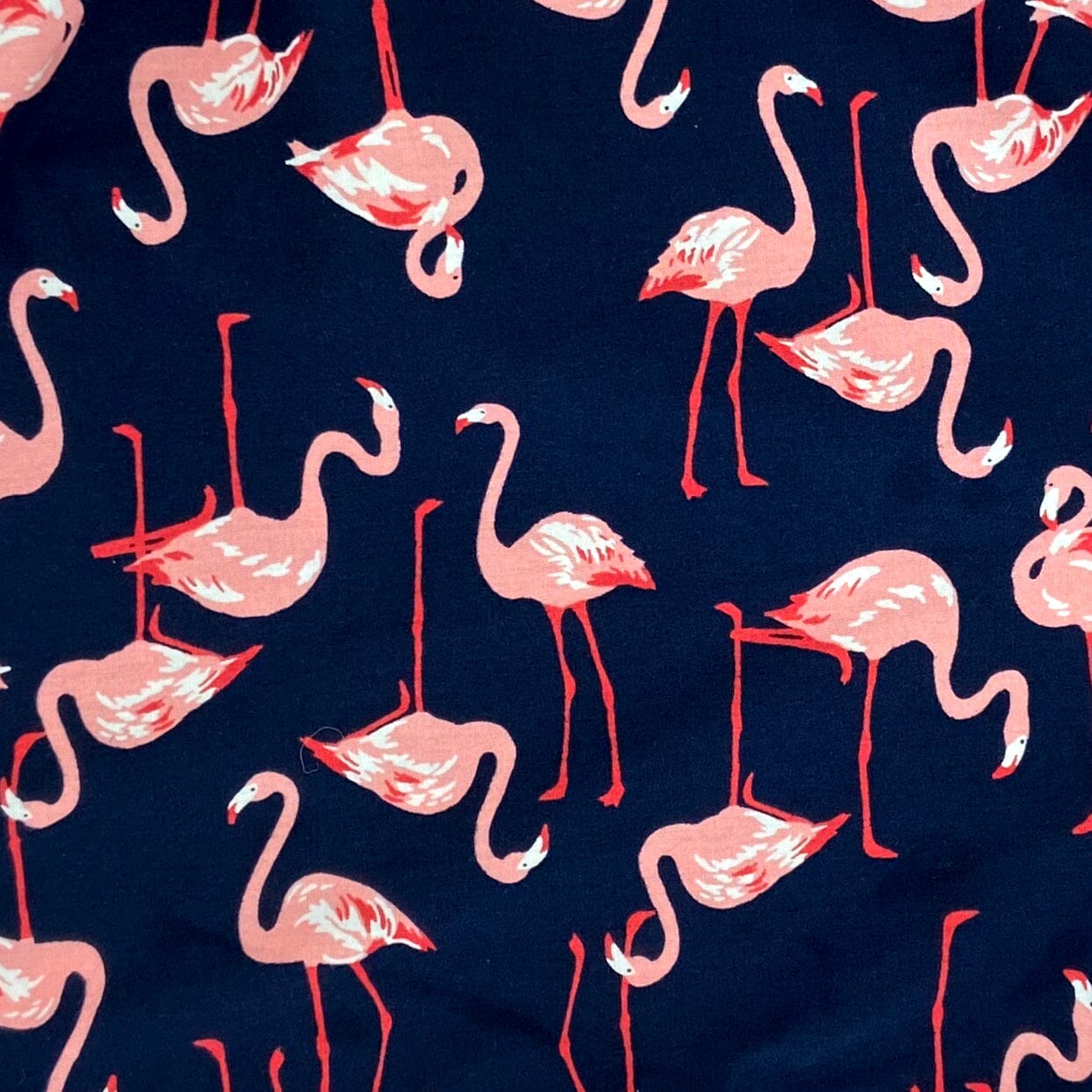 Classic Dark Blue Boxer Shorts with Bright Pink Flamingoes All Over