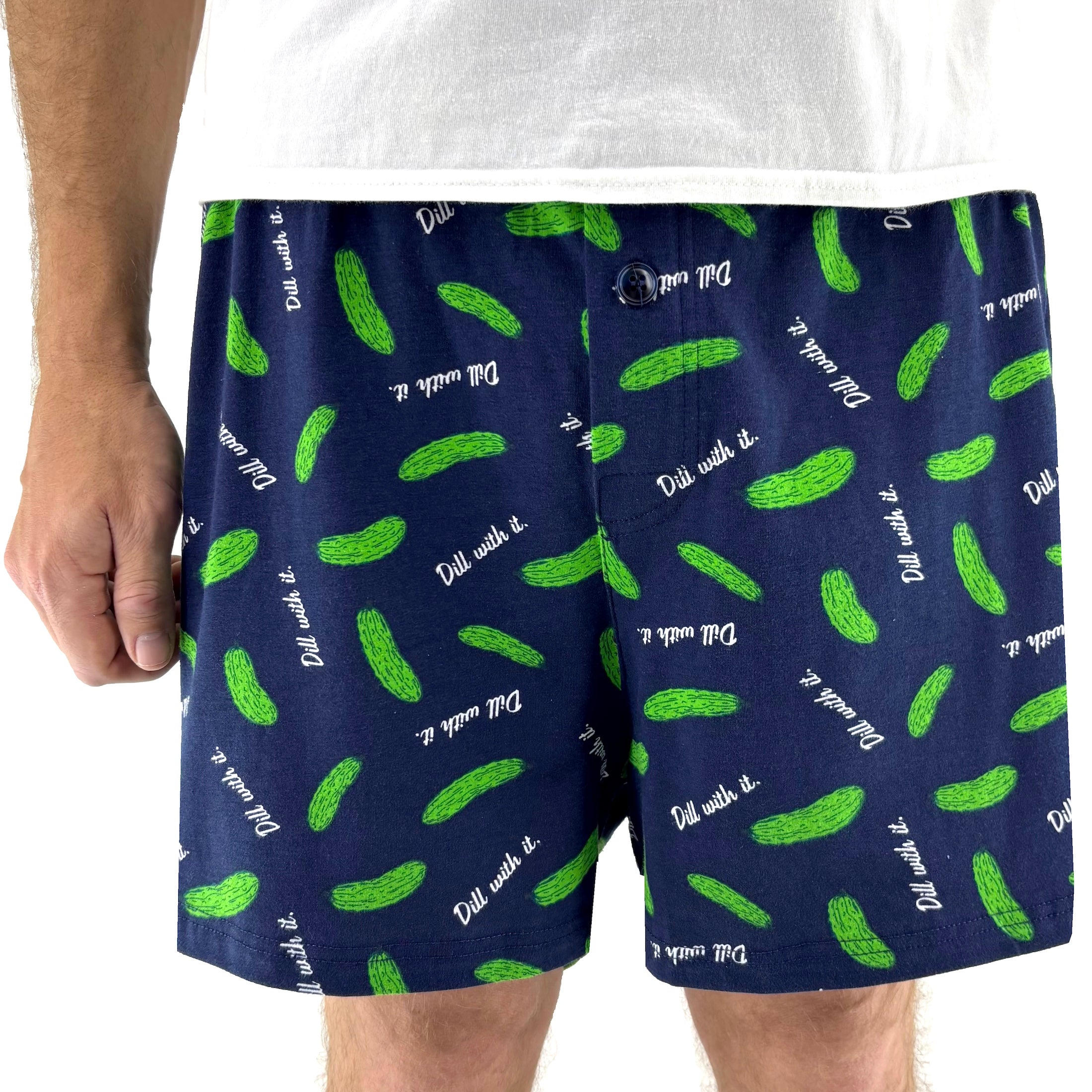 Men's Funny Novelty Print Dill Pickel Patterned Pajama Shorts
