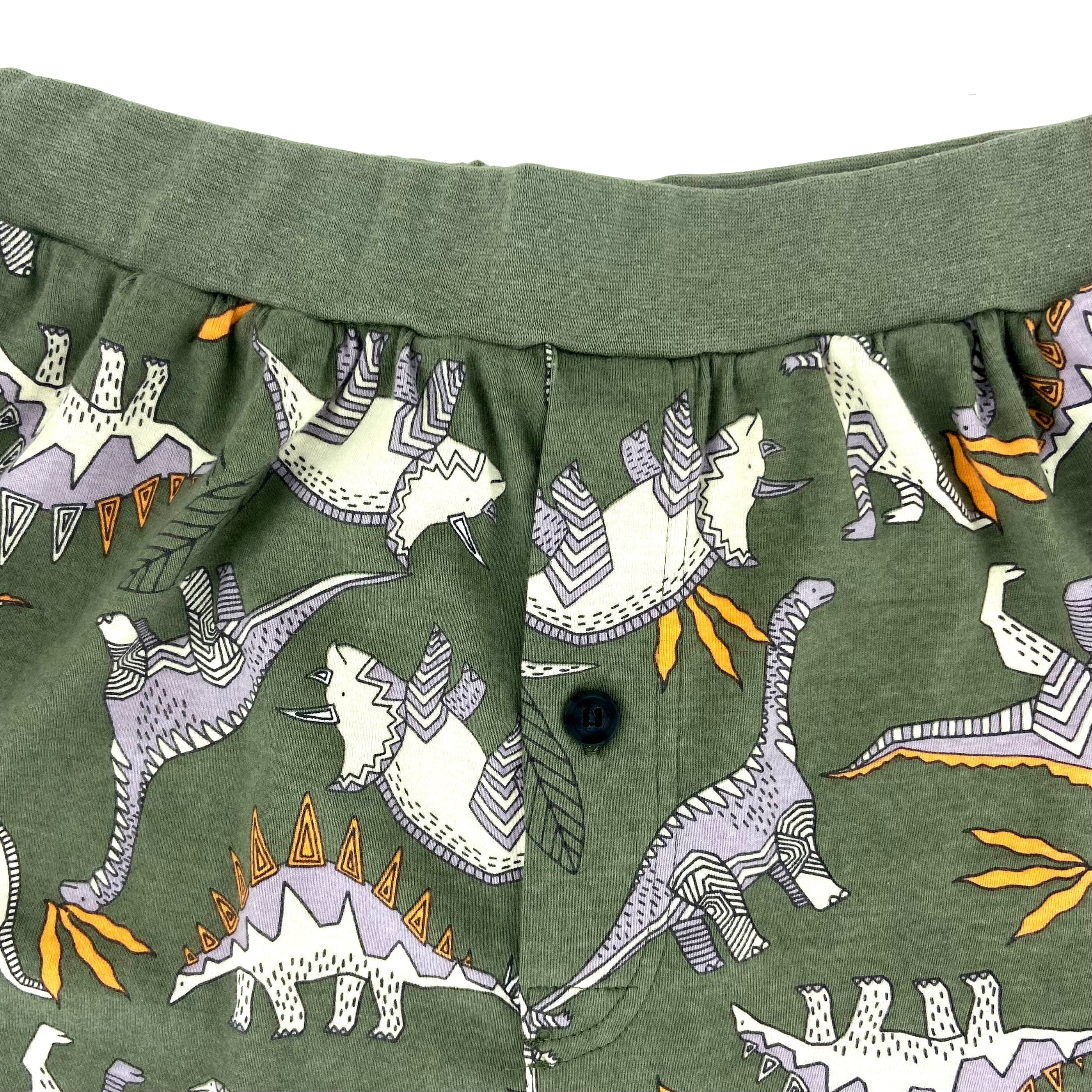 Men's Soft Comfy Abstract Dinosaur Print Cotton Knit Pajama PJ Shorts
