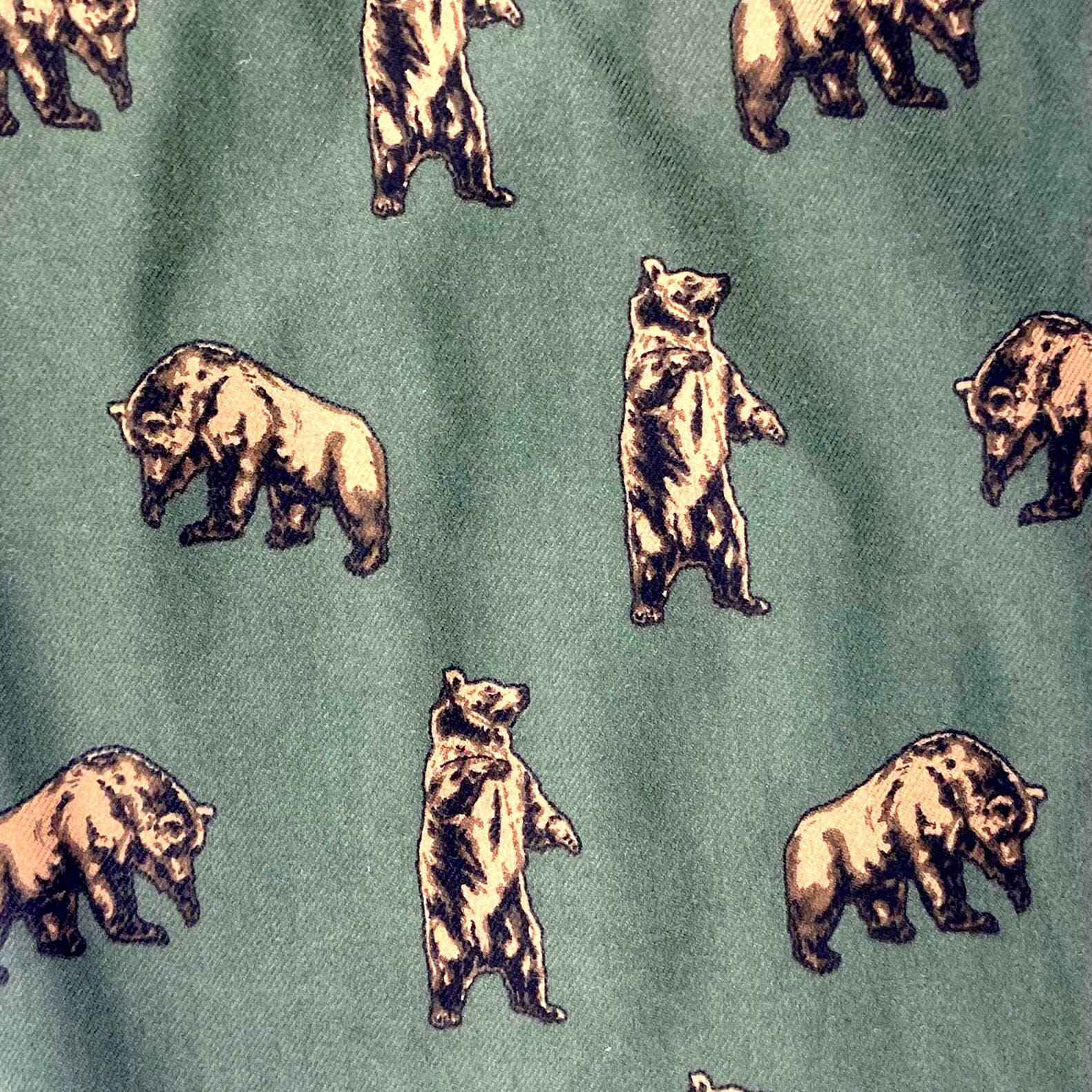 Men's Brown Grizzly Bear Patterned Thick Cotton Long PJ Pajama Bottoms
