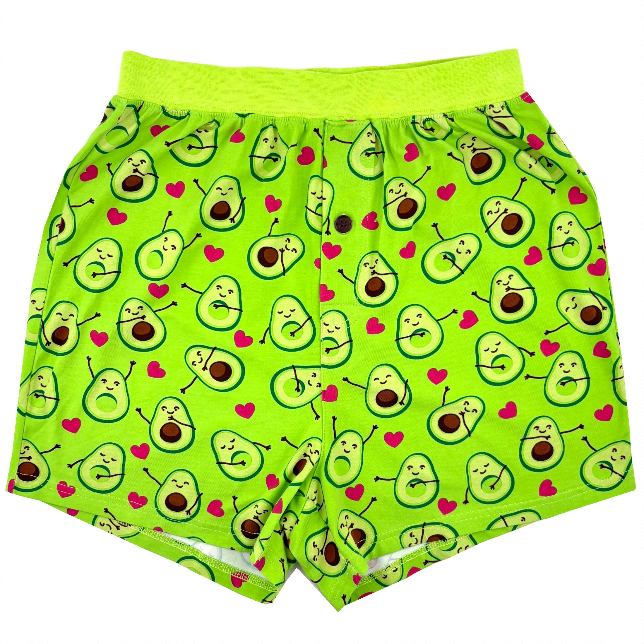 Men's Super Comfy Cartoon Avocados All Over Print Cotton Pajama Shorts